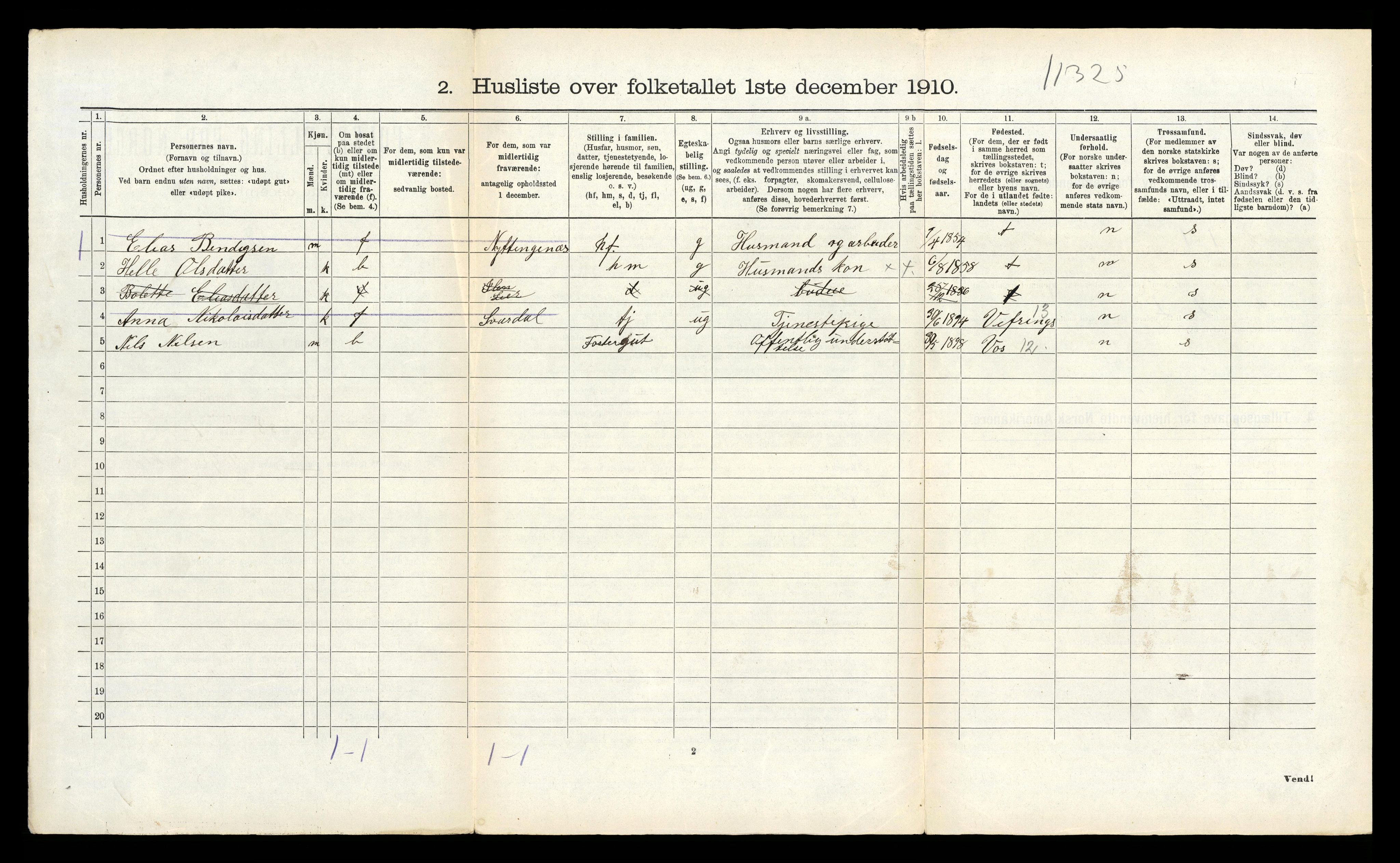 RA, Folketelling 1910 for 1437 Kinn herred, 1910, s. 1007