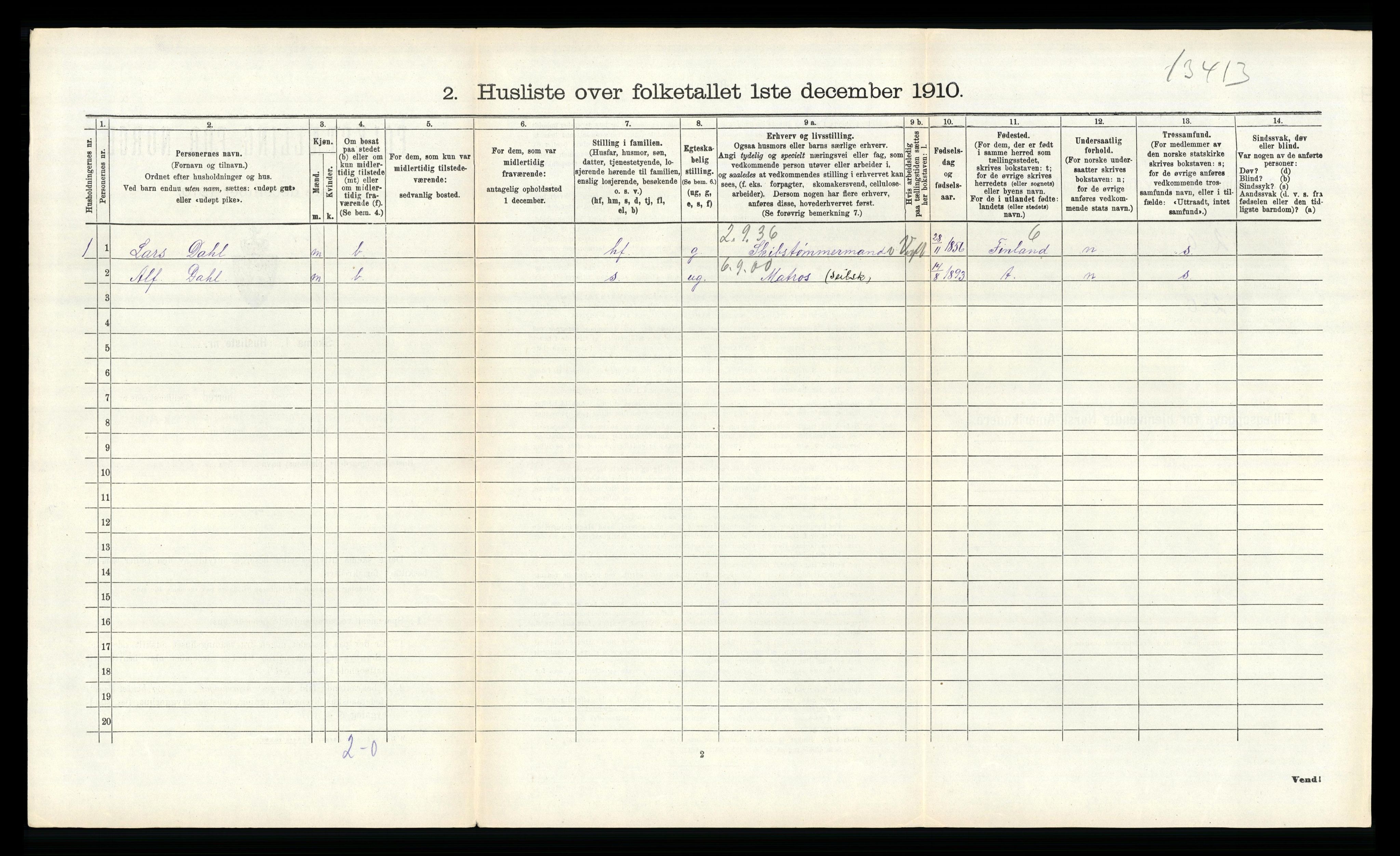 RA, Folketelling 1910 for 0922 Hisøy herred, 1910, s. 302