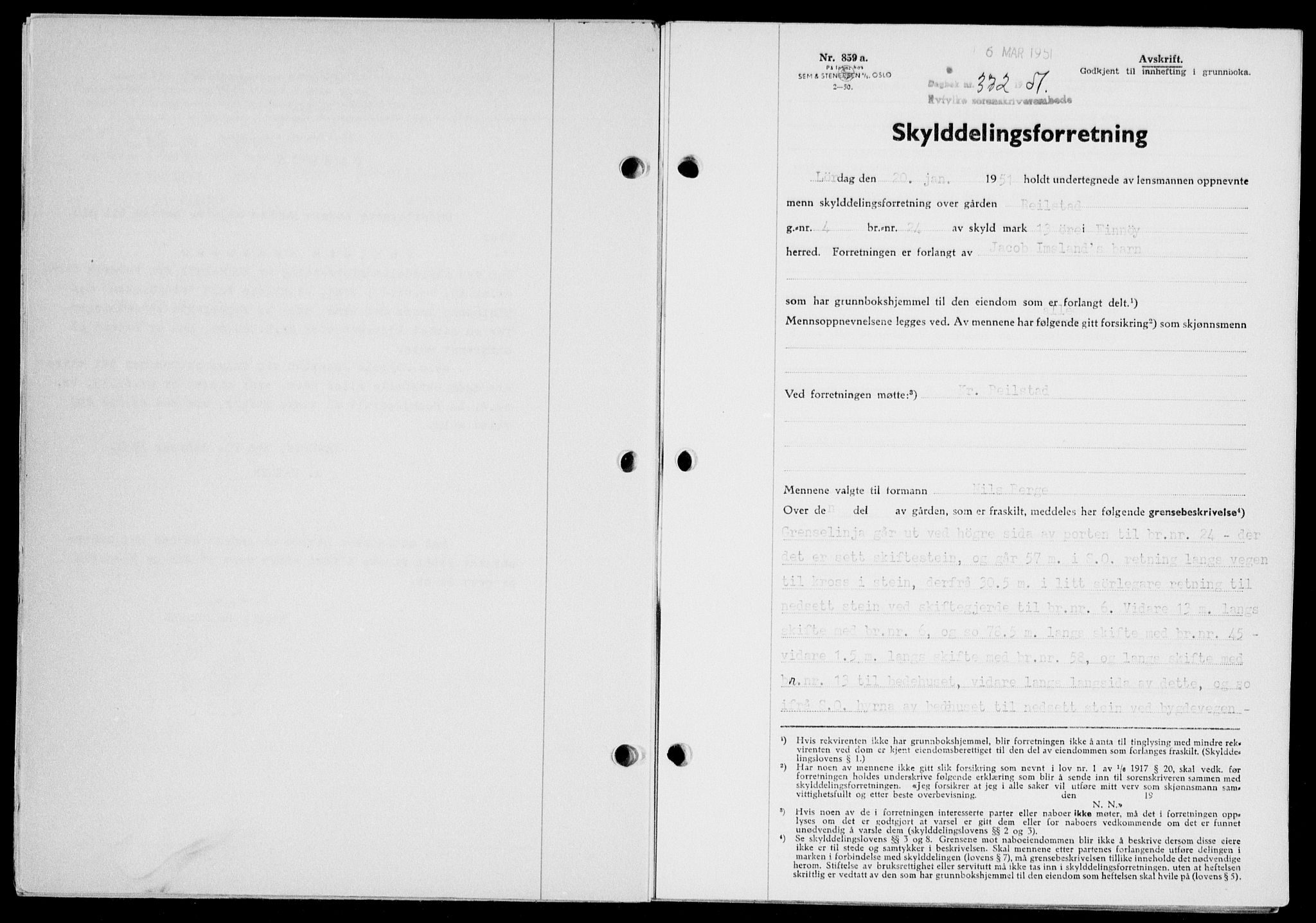 Ryfylke tingrett, SAST/A-100055/001/II/IIB/L0113: Pantebok nr. 92, 1951-1951, Dagboknr: 372/1951