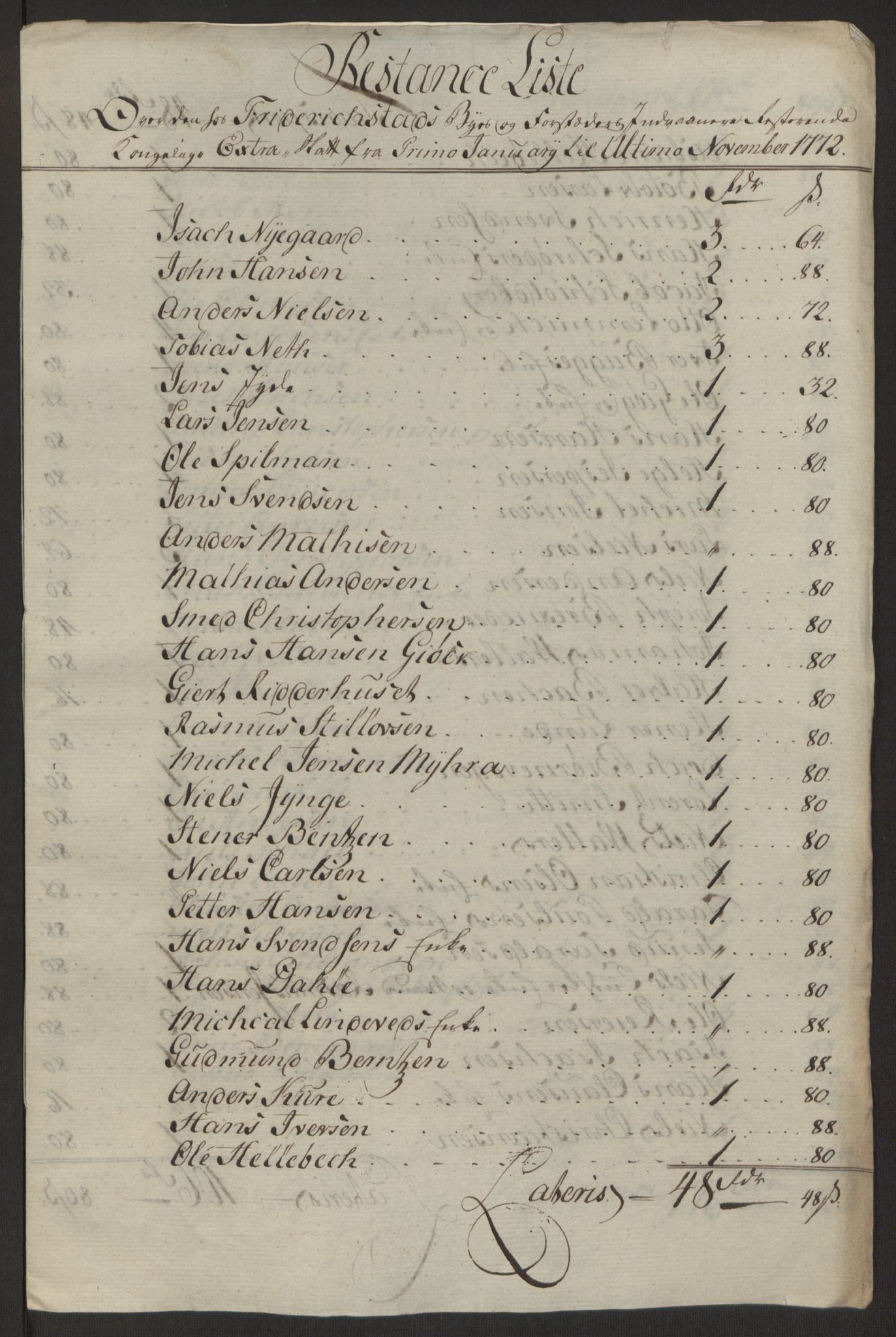 Rentekammeret inntil 1814, Reviderte regnskaper, Byregnskaper, RA/EA-4066/R/Rb/L0029/0001: [B3] Kontribusjonsregnskap / Ekstraskatt, 1762-1772, s. 445
