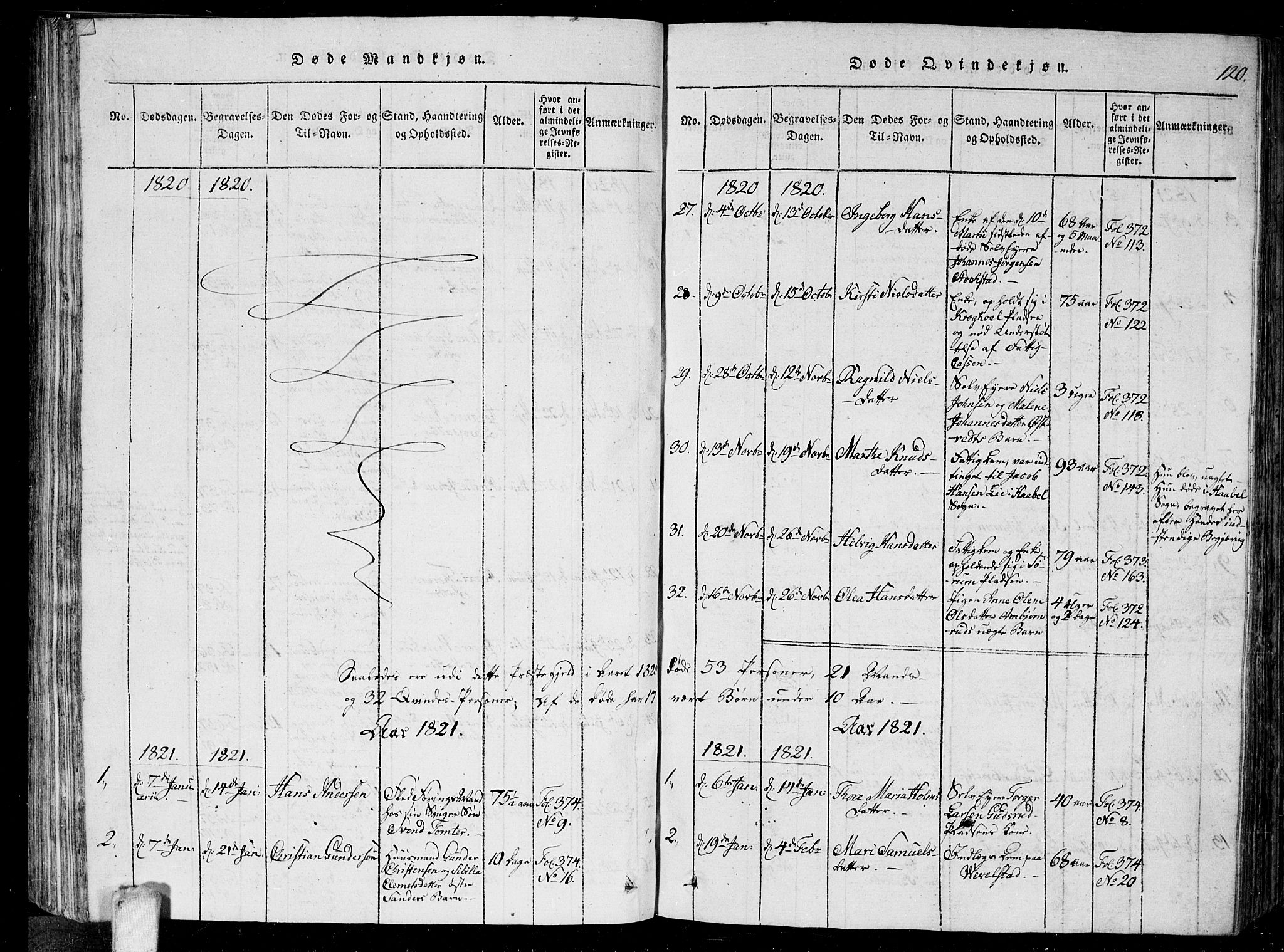 Kråkstad prestekontor Kirkebøker, SAO/A-10125a/G/Ga/L0001: Klokkerbok nr. I 1, 1813-1824, s. 120