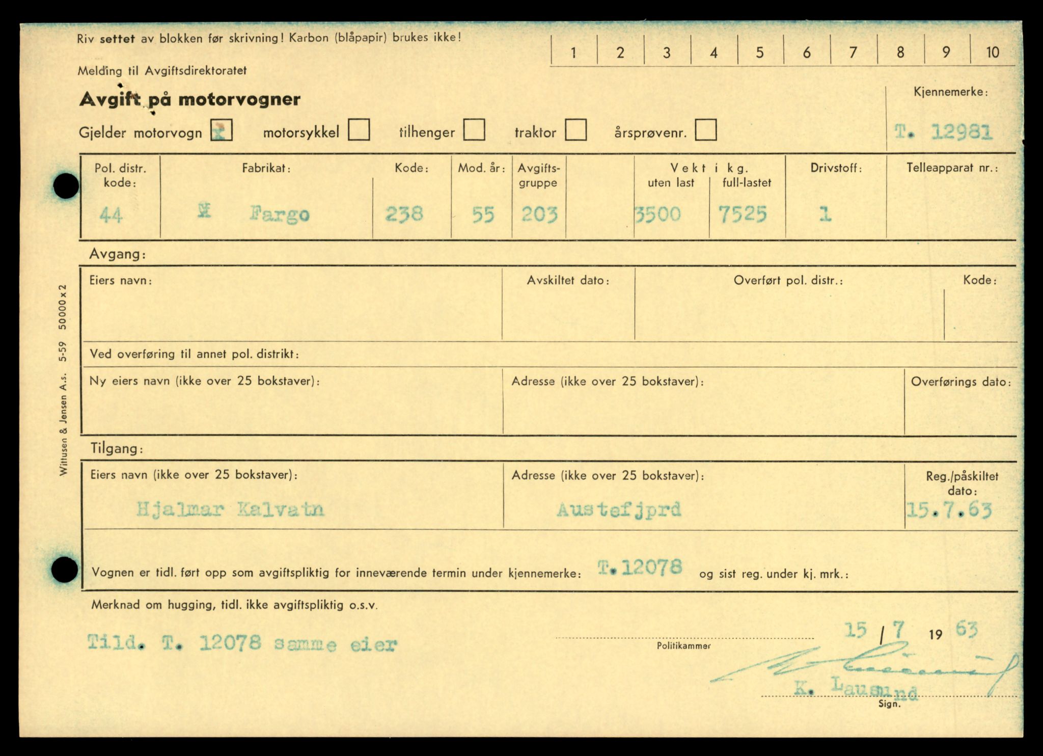 Møre og Romsdal vegkontor - Ålesund trafikkstasjon, AV/SAT-A-4099/F/Fe/L0036: Registreringskort for kjøretøy T 12831 - T 13030, 1927-1998, s. 2225