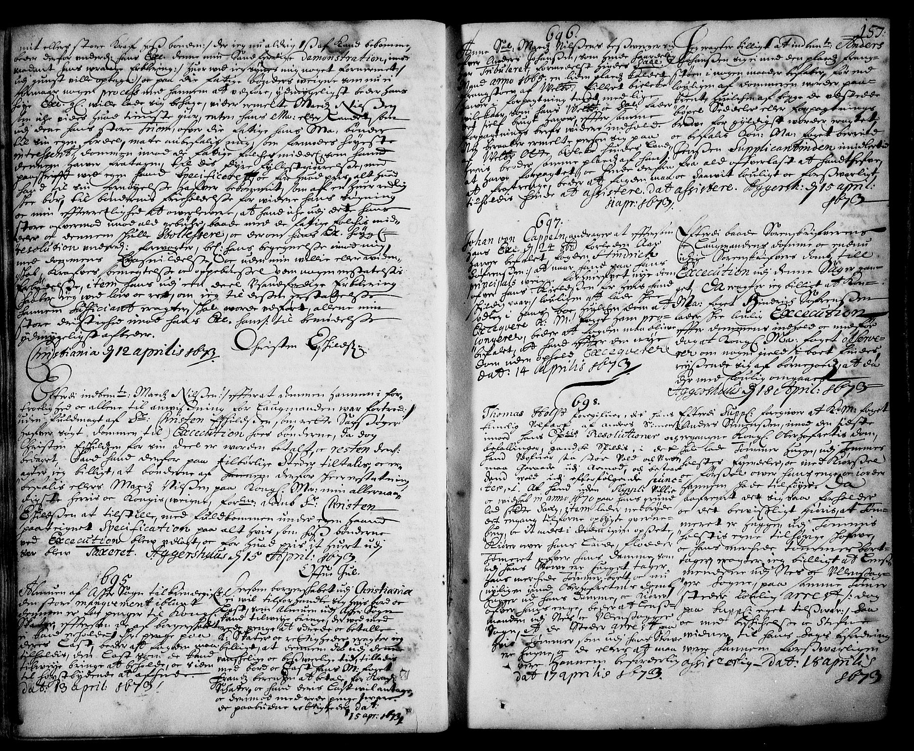 Stattholderembetet 1572-1771, AV/RA-EA-2870/Ad/L0003: Supplikasjons- og resolusjonsprotokoll, 1671-1682, s. 156b-157a
