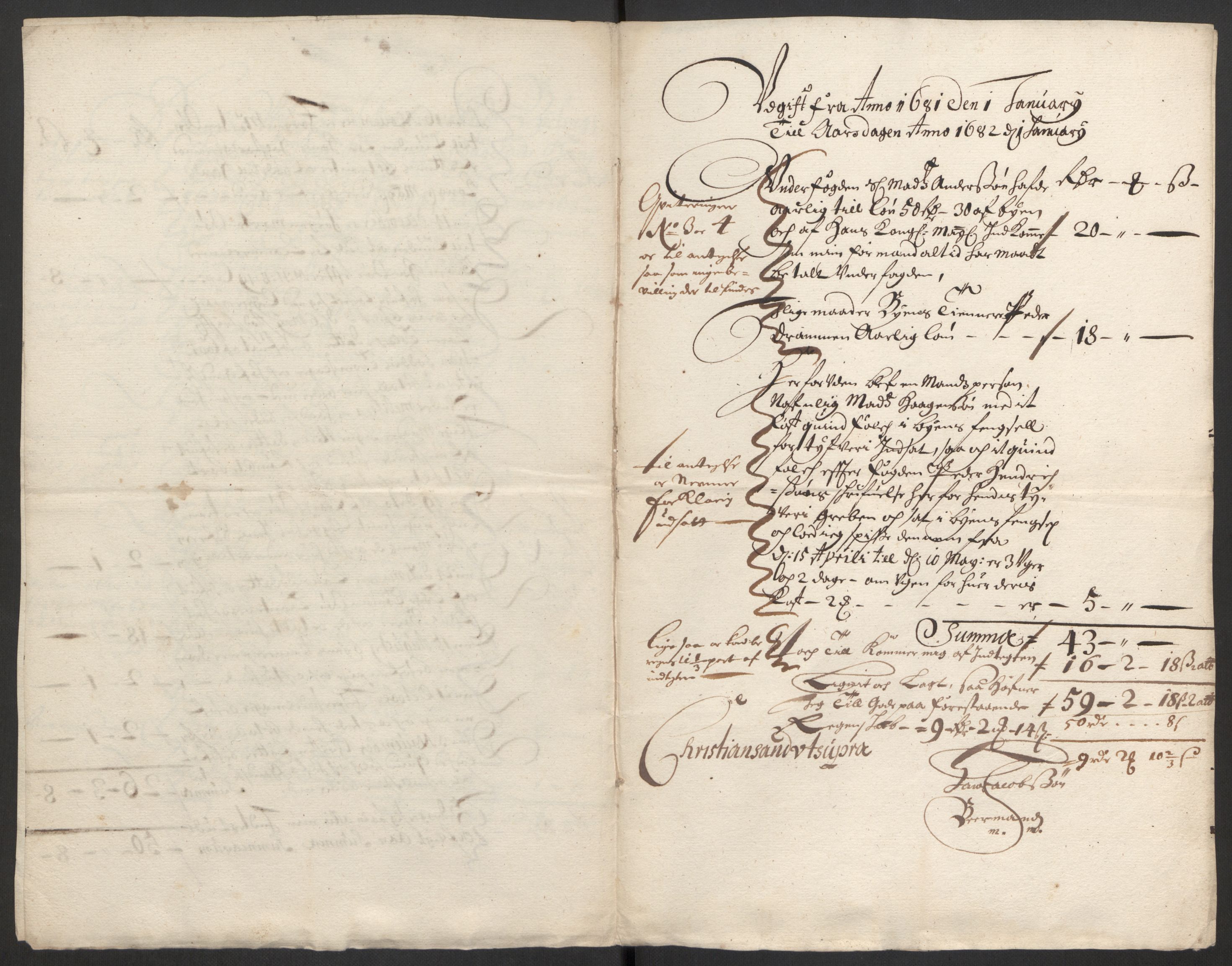 Rentekammeret inntil 1814, Reviderte regnskaper, Byregnskaper, AV/RA-EA-4066/R/Rm/L0285: [M18] Sikt og sakefall, 1681-1718, s. 5
