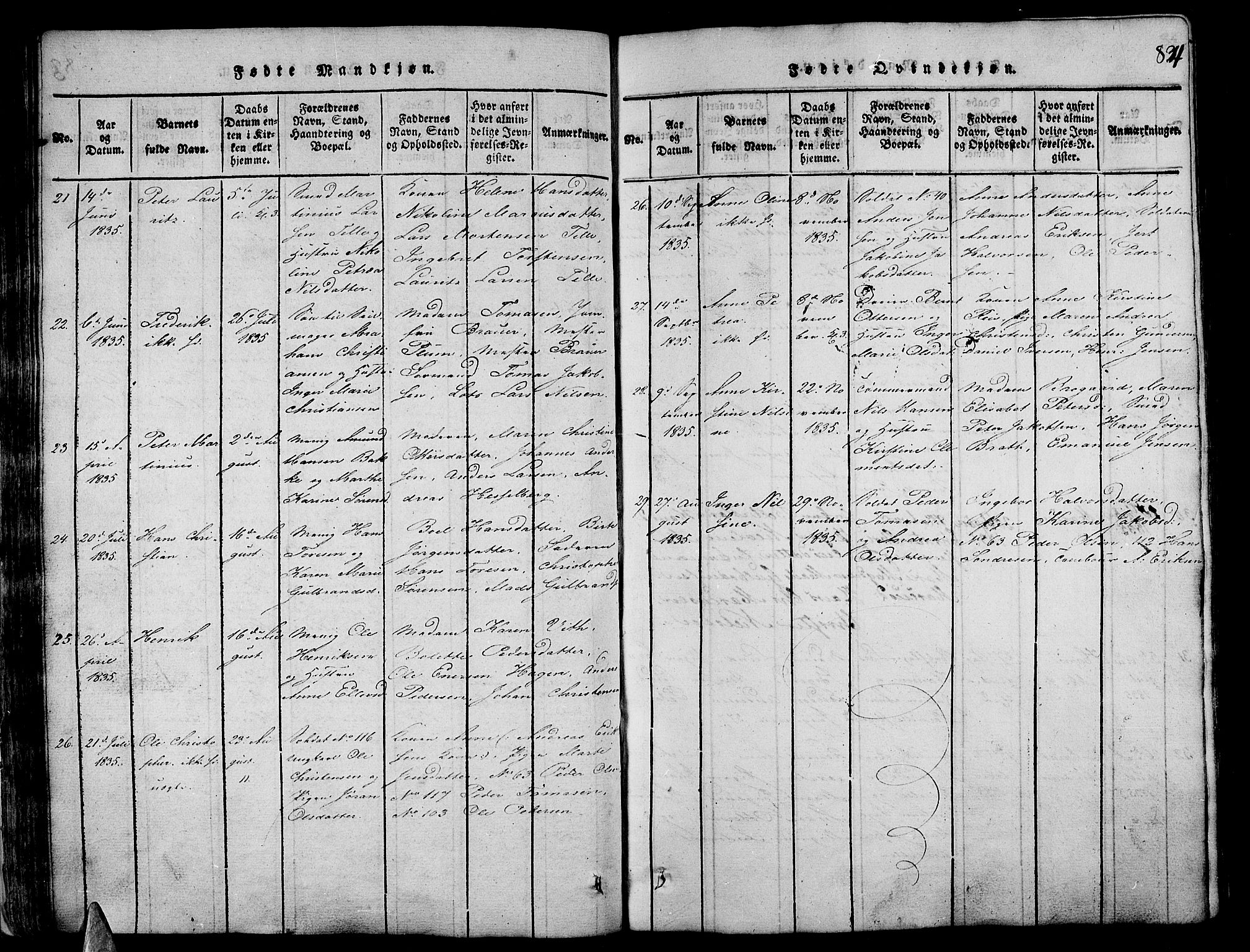 Stavern kirkebøker, AV/SAKO-A-318/G/Ga/L0001: Klokkerbok nr. 1, 1817-1841, s. 84