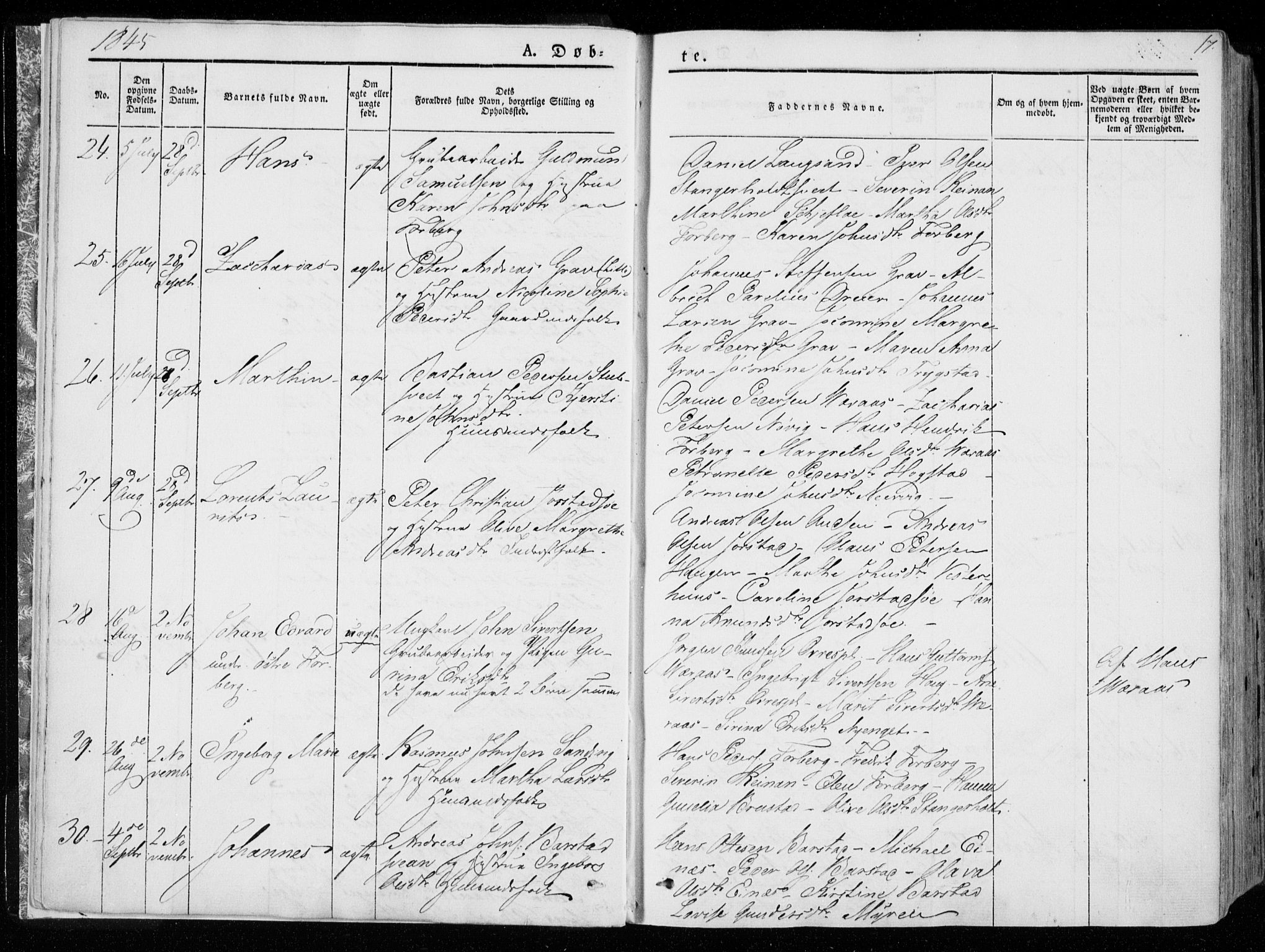 Ministerialprotokoller, klokkerbøker og fødselsregistre - Nord-Trøndelag, SAT/A-1458/722/L0218: Ministerialbok nr. 722A05, 1843-1868, s. 17