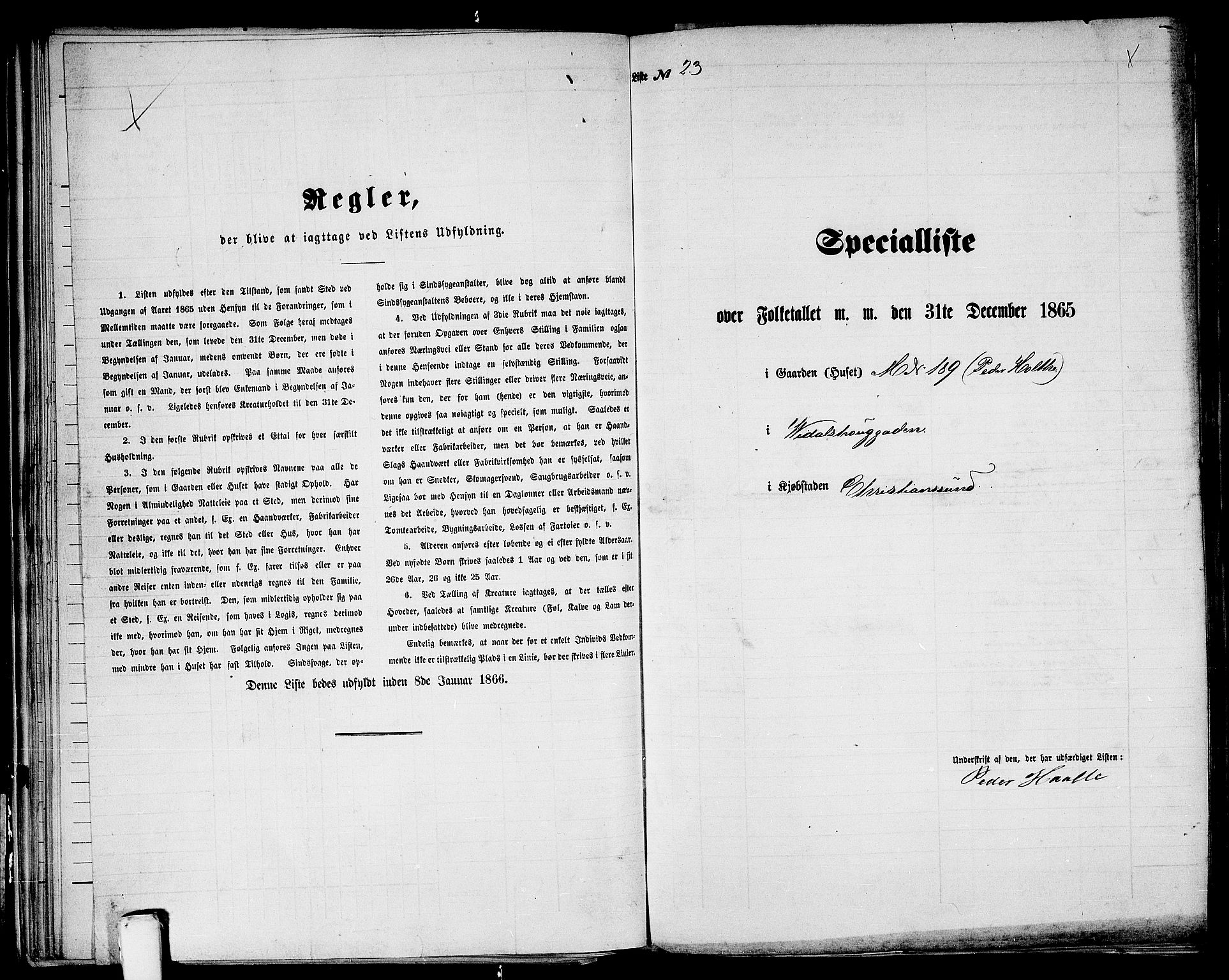 RA, Folketelling 1865 for 1503B Kristiansund prestegjeld, Kristiansund kjøpstad, 1865, s. 54