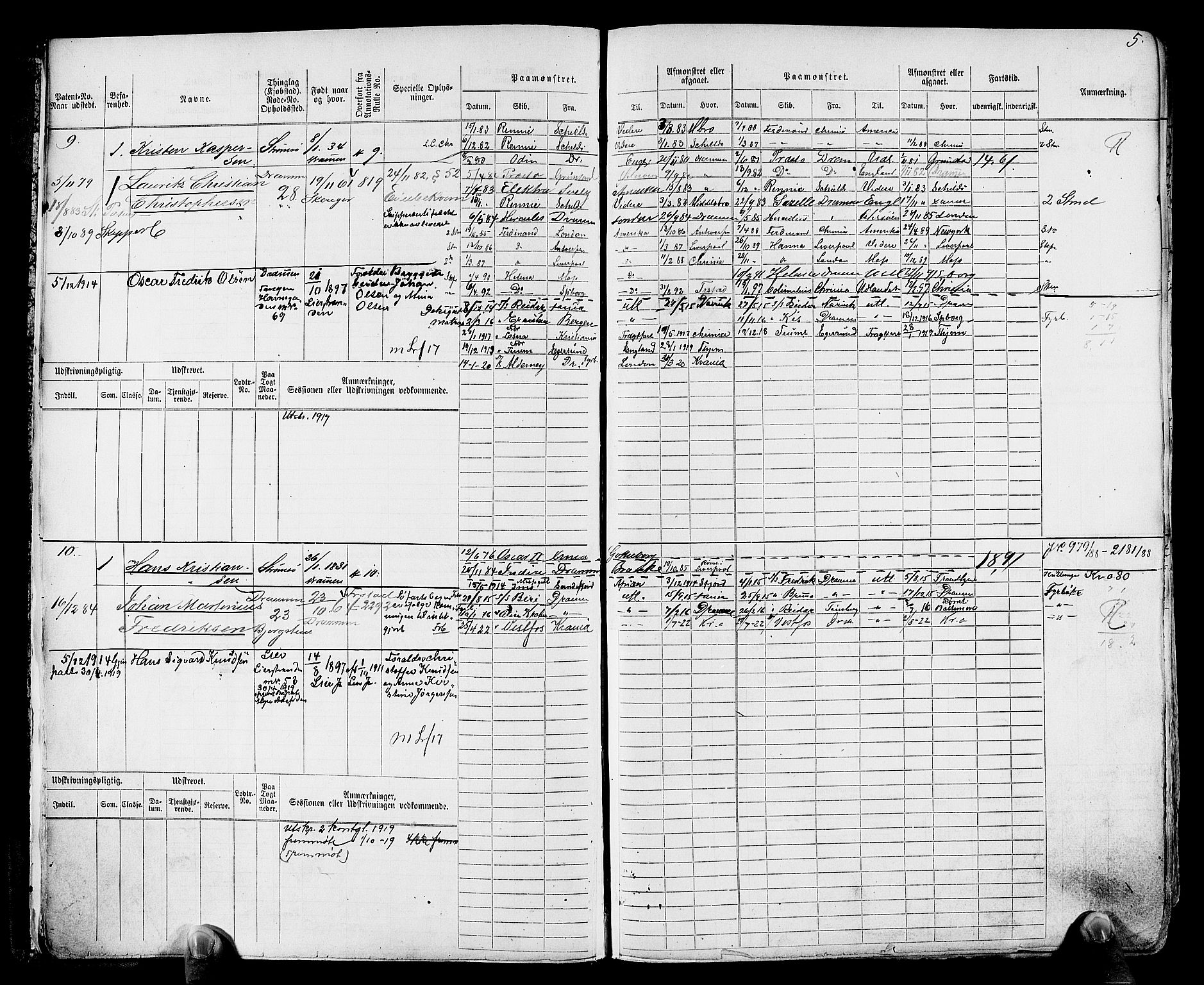 Drammen innrulleringsdistrikt, SAKO/A-781/F/Fc/L0001: Hovedrulle, 1868, s. 7