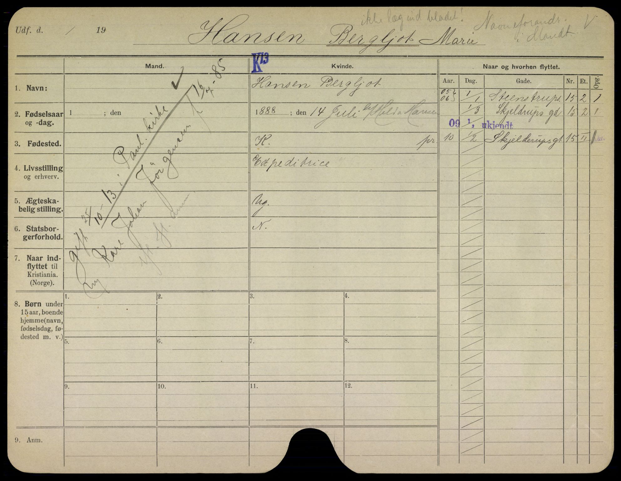 Oslo folkeregister, Registerkort, AV/SAO-A-11715/K/Kb/L0017: H - L, 1913