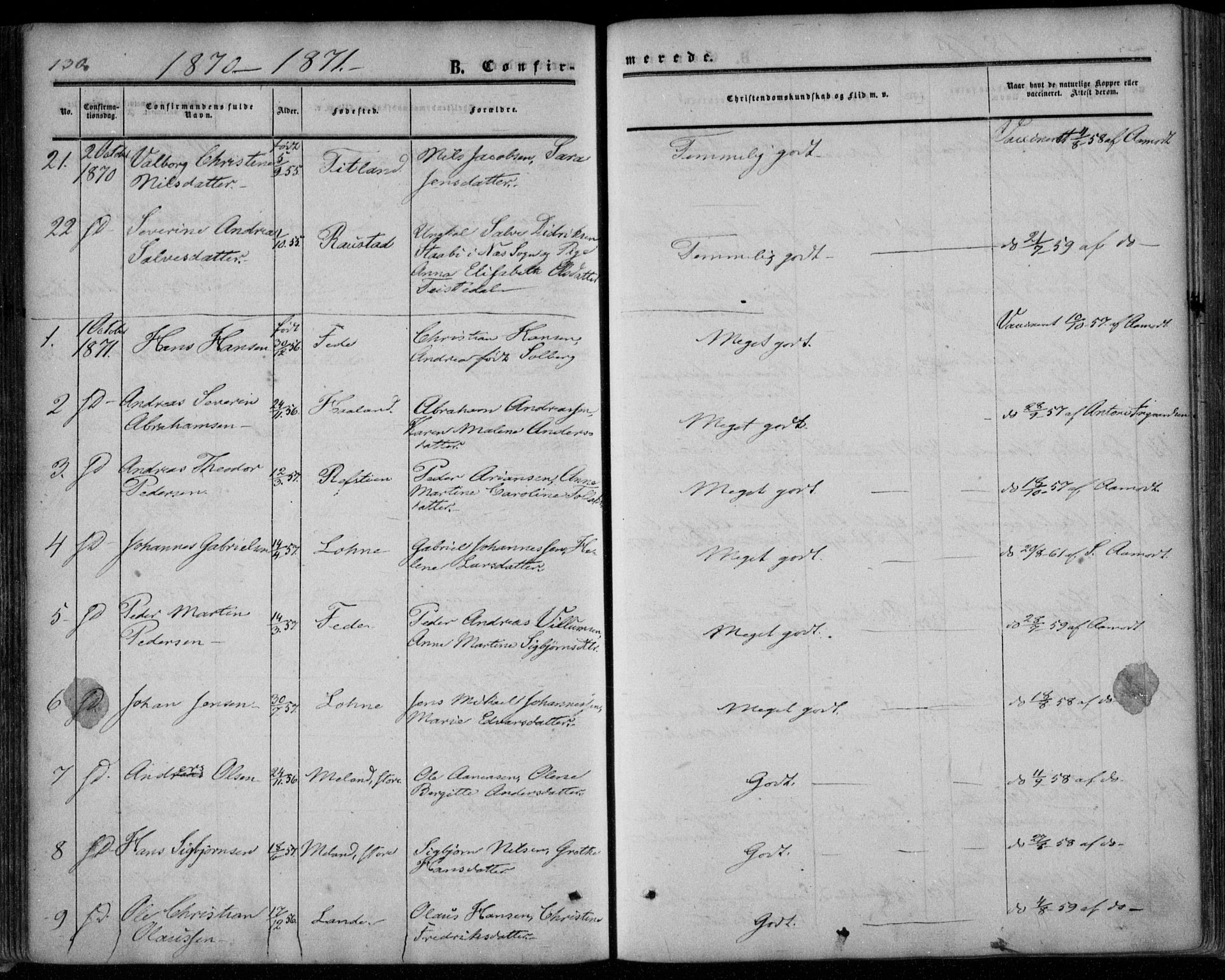 Kvinesdal sokneprestkontor, SAK/1111-0026/F/Fa/Faa/L0002: Ministerialbok nr. A 2, 1850-1876, s. 130