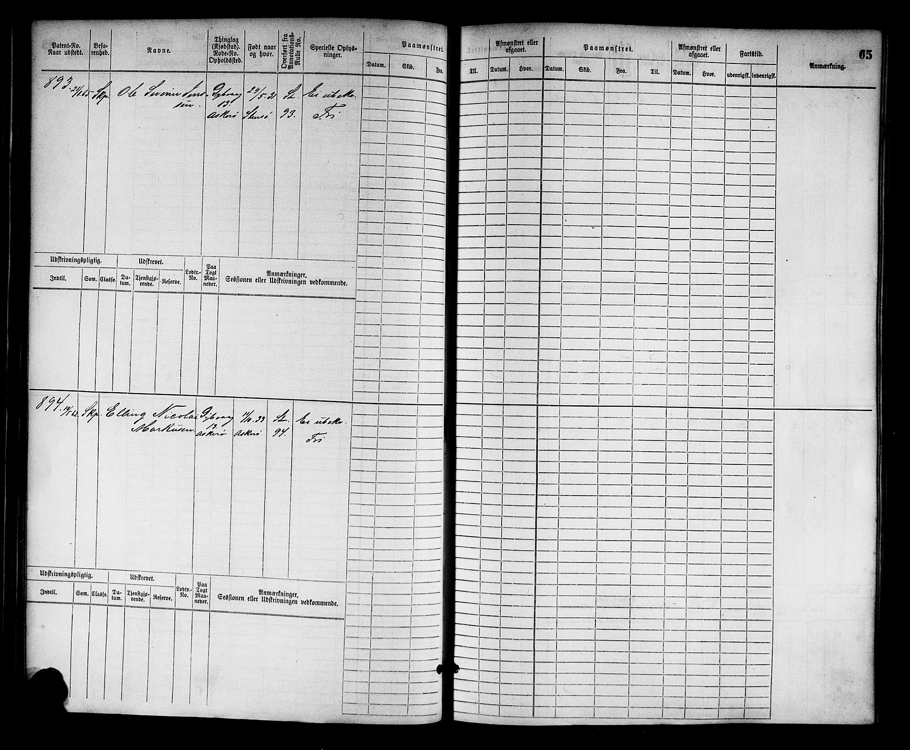 Tvedestrand mønstringskrets, AV/SAK-2031-0011/F/Fb/L0002: Hovedrulle nr 767-1528, R-3, 1868-1900, s. 65