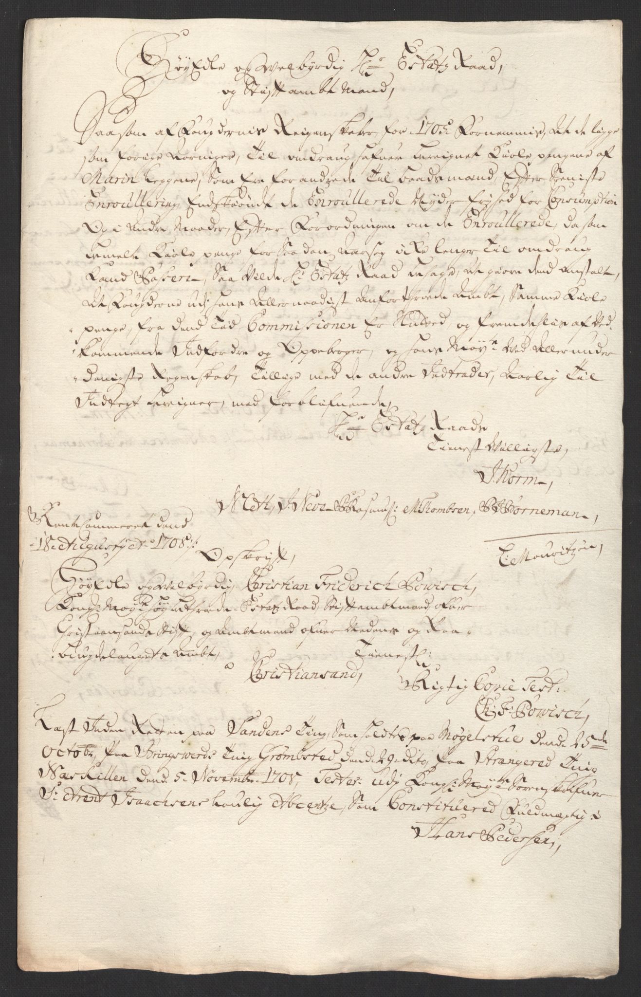 Rentekammeret inntil 1814, Reviderte regnskaper, Fogderegnskap, RA/EA-4092/R39/L2318: Fogderegnskap Nedenes, 1706-1709, s. 289