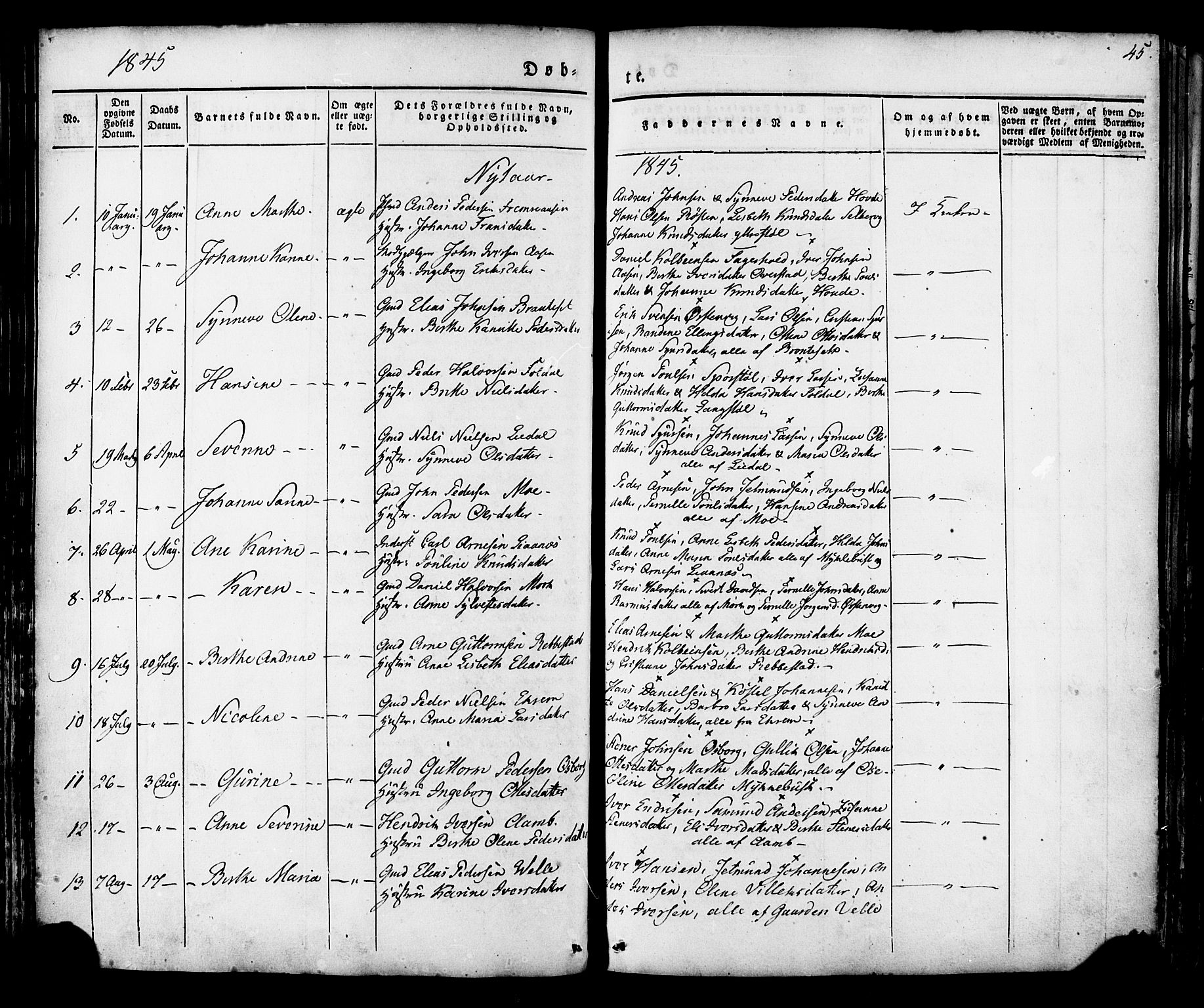 Ministerialprotokoller, klokkerbøker og fødselsregistre - Møre og Romsdal, AV/SAT-A-1454/513/L0174: Ministerialbok nr. 513A01, 1831-1855, s. 45