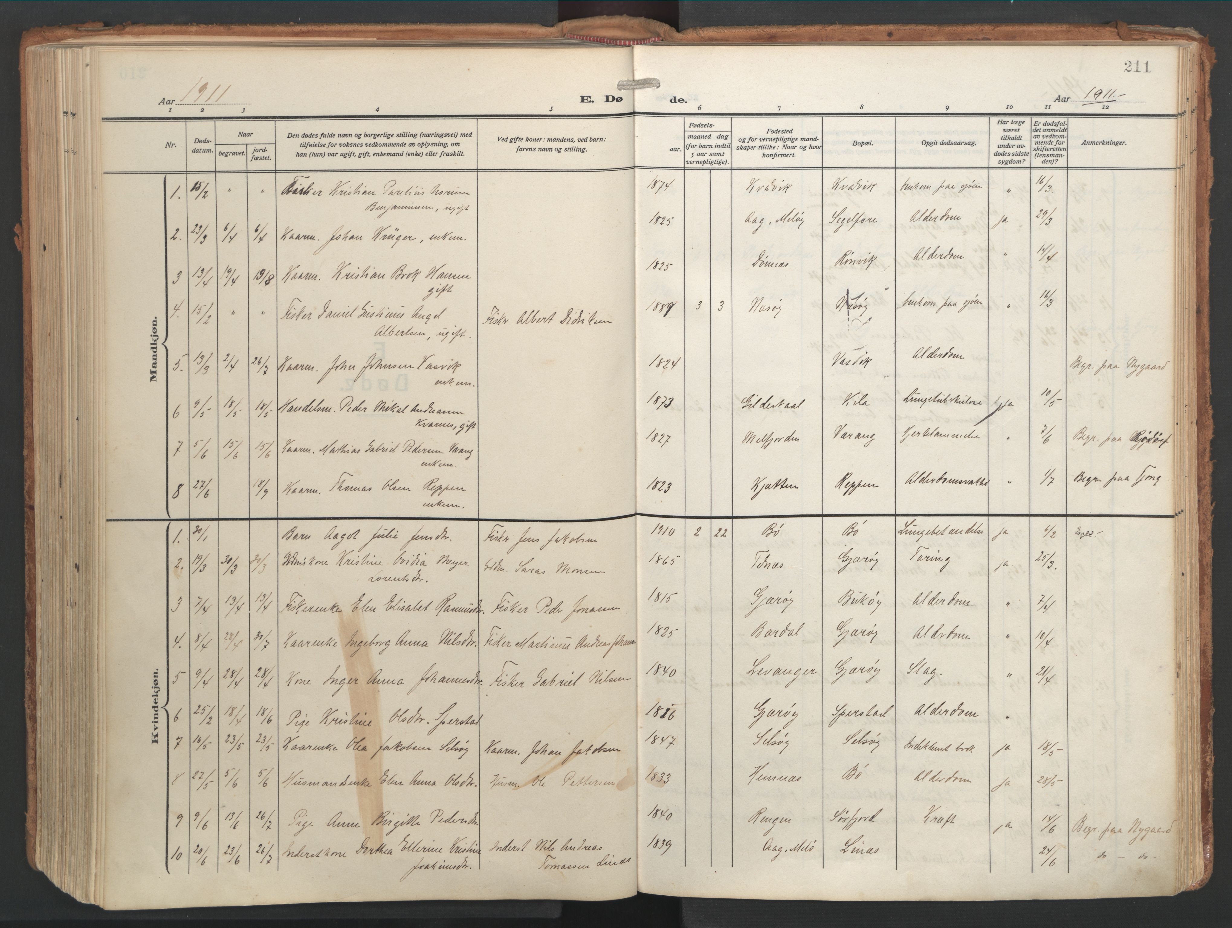Ministerialprotokoller, klokkerbøker og fødselsregistre - Nordland, AV/SAT-A-1459/841/L0614: Ministerialbok nr. 841A17, 1911-1925, s. 211