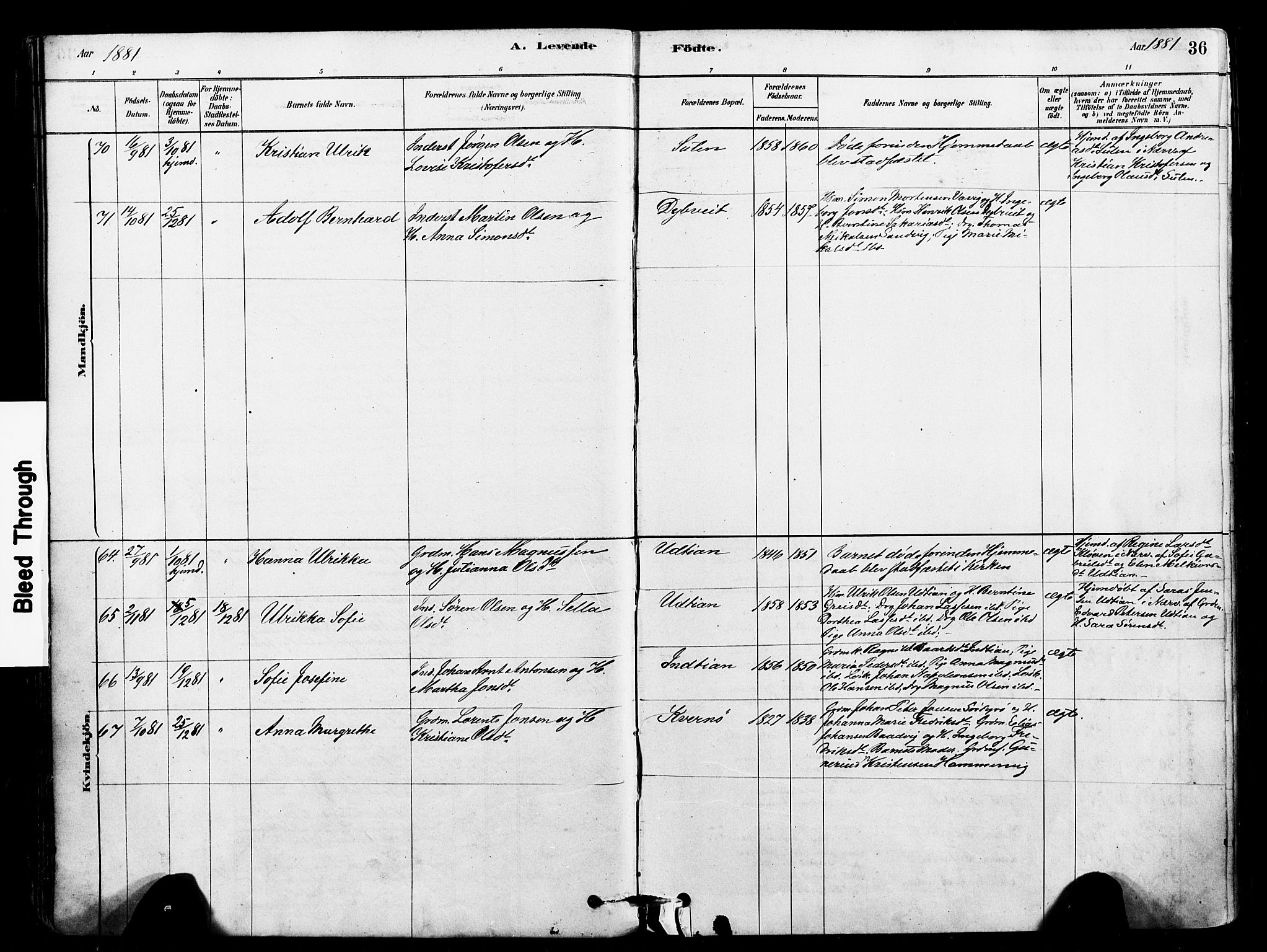 Ministerialprotokoller, klokkerbøker og fødselsregistre - Sør-Trøndelag, SAT/A-1456/640/L0578: Ministerialbok nr. 640A03, 1879-1889, s. 36