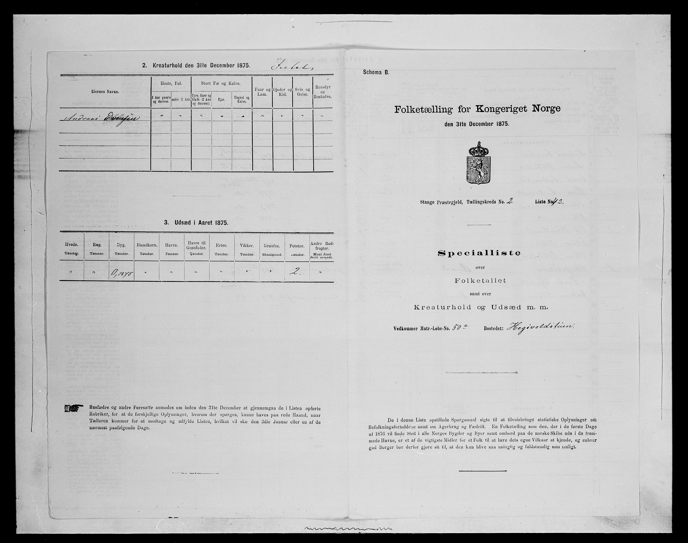 SAH, Folketelling 1875 for 0417P Stange prestegjeld, 1875, s. 364