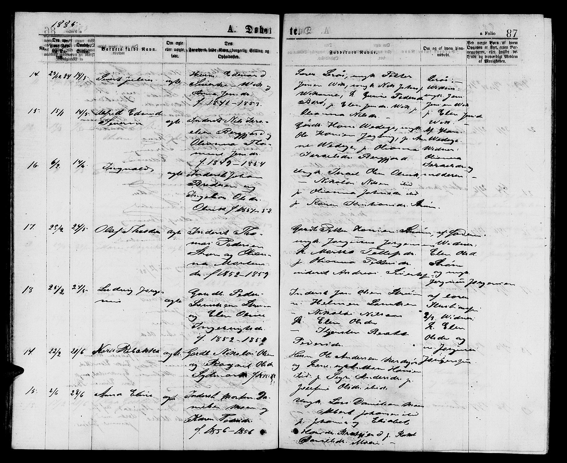 Ministerialprotokoller, klokkerbøker og fødselsregistre - Sør-Trøndelag, AV/SAT-A-1456/657/L0715: Klokkerbok nr. 657C02, 1873-1888, s. 87