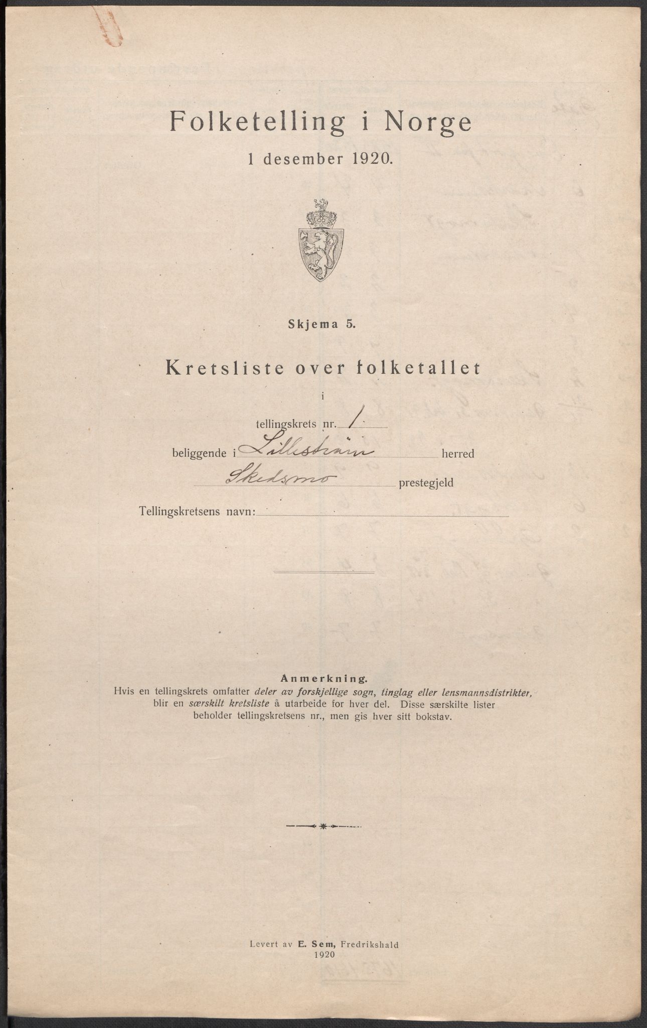 SAO, Folketelling 1920 for 0232 Lillestrøm herred, 1920, s. 9