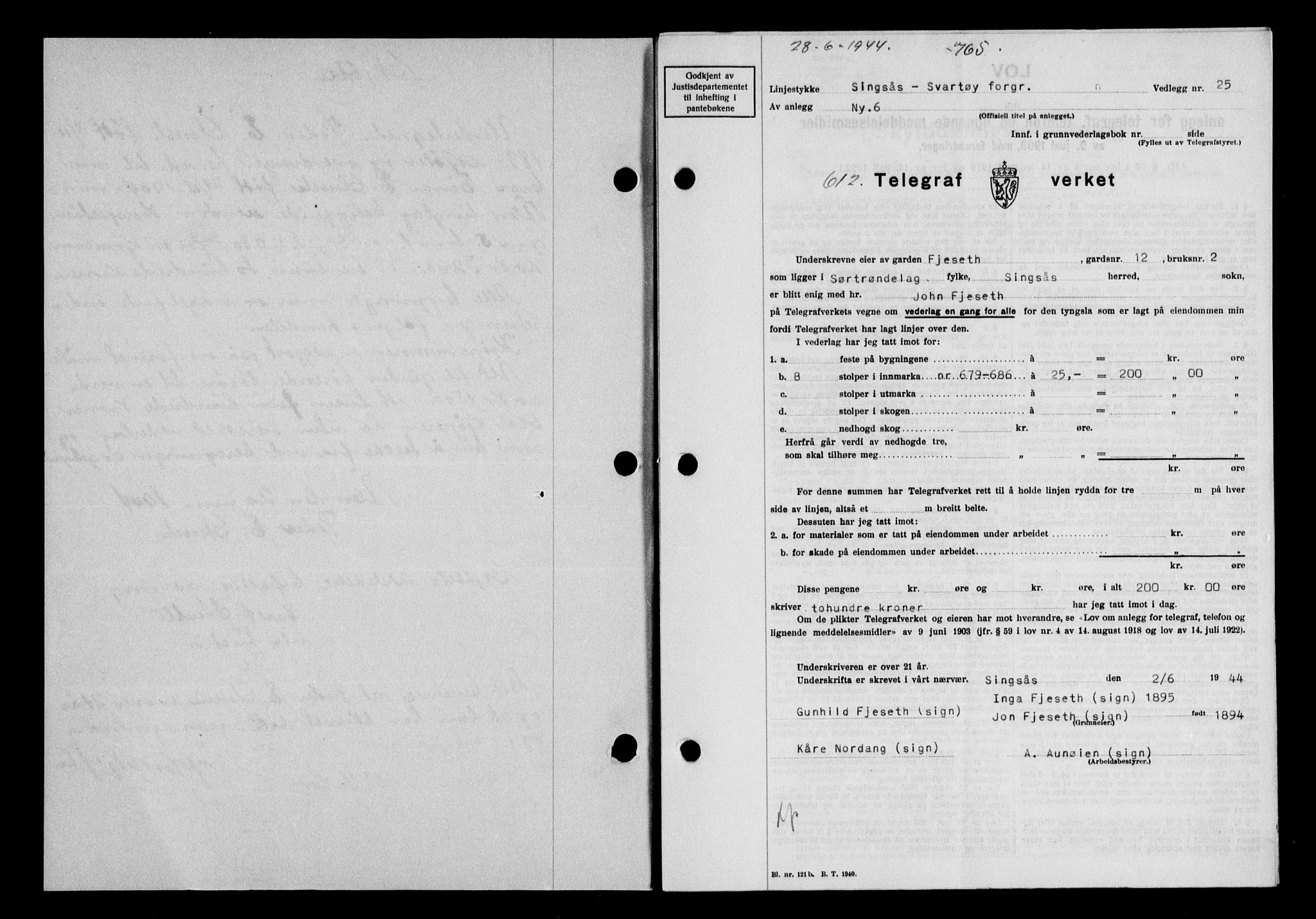 Gauldal sorenskriveri, SAT/A-0014/1/2/2C/L0057: Pantebok nr. 62, 1943-1944, Dagboknr: 612/1944