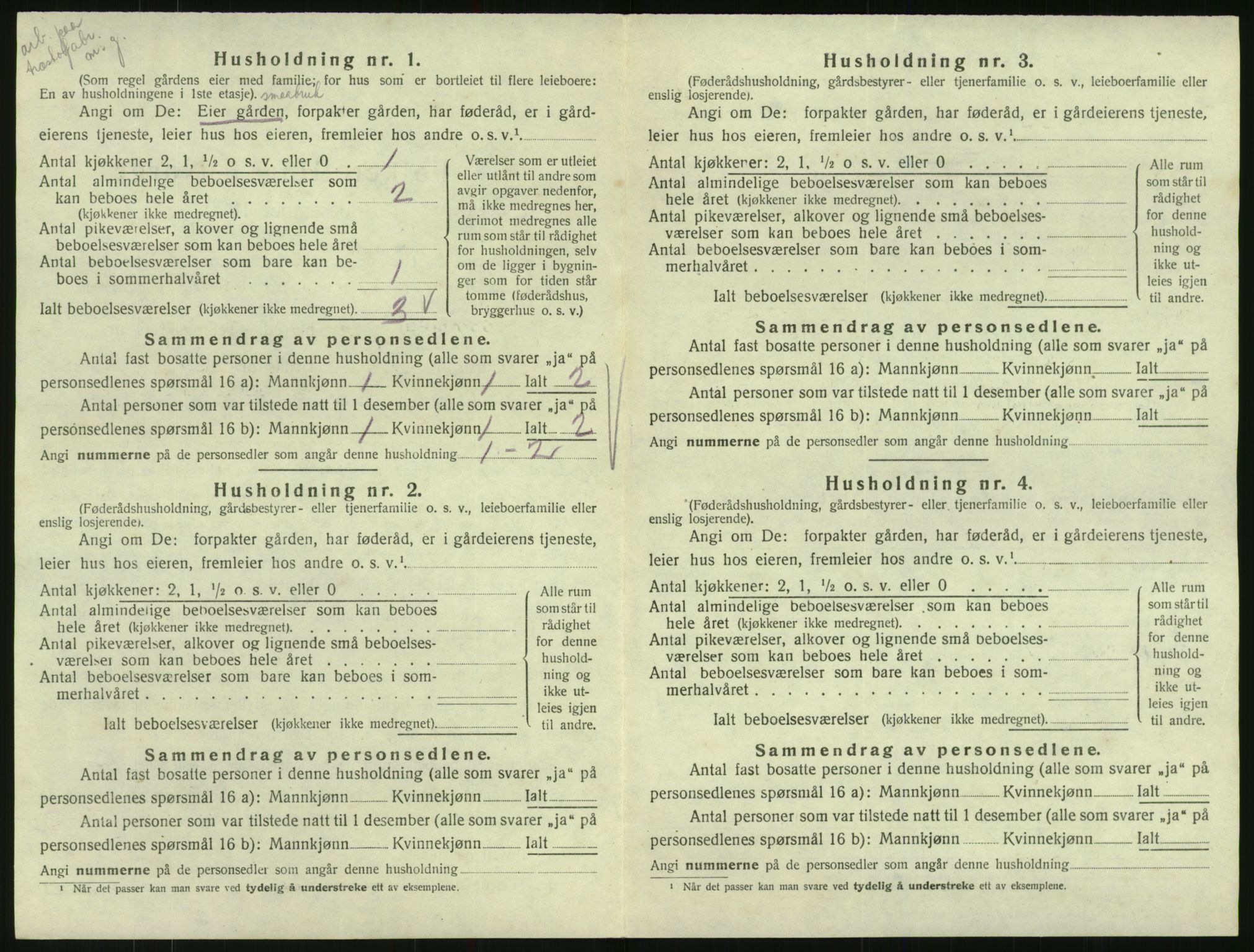SAK, Folketelling 1920 for 0936 Hornnes herred, 1920, s. 72