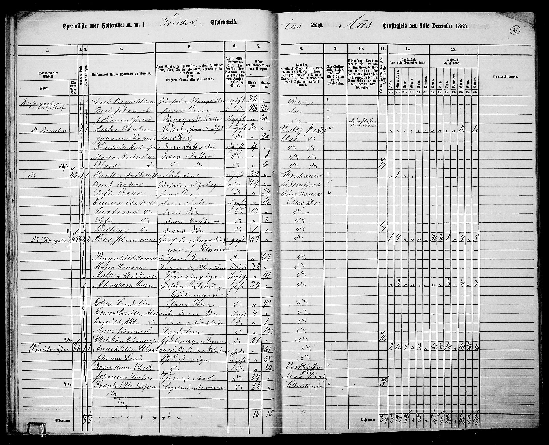 RA, Folketelling 1865 for 0214P Ås prestegjeld, 1865, s. 28