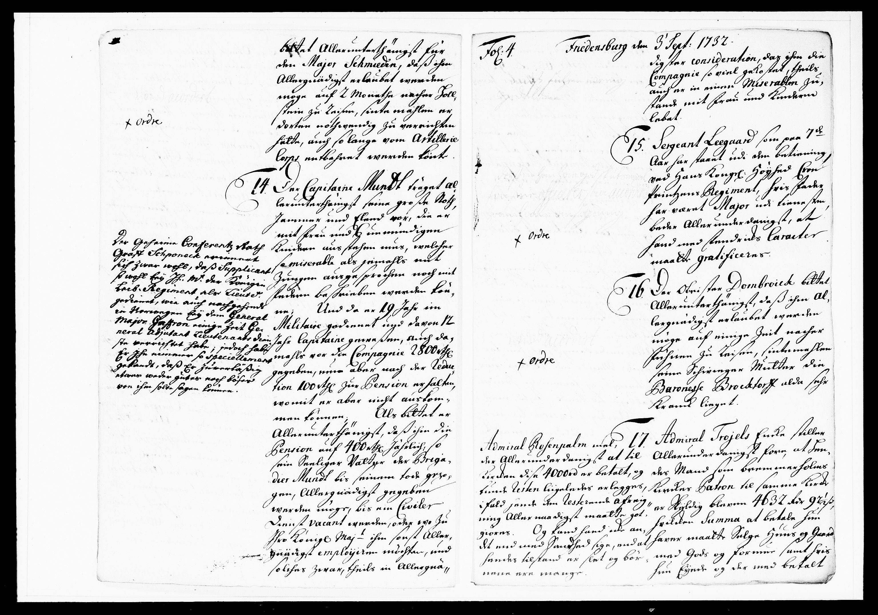 Krigskollegiet, Krigskancelliet, DRA/A-0006/-/1103-1107: Refererede sager, 1732, s. 233
