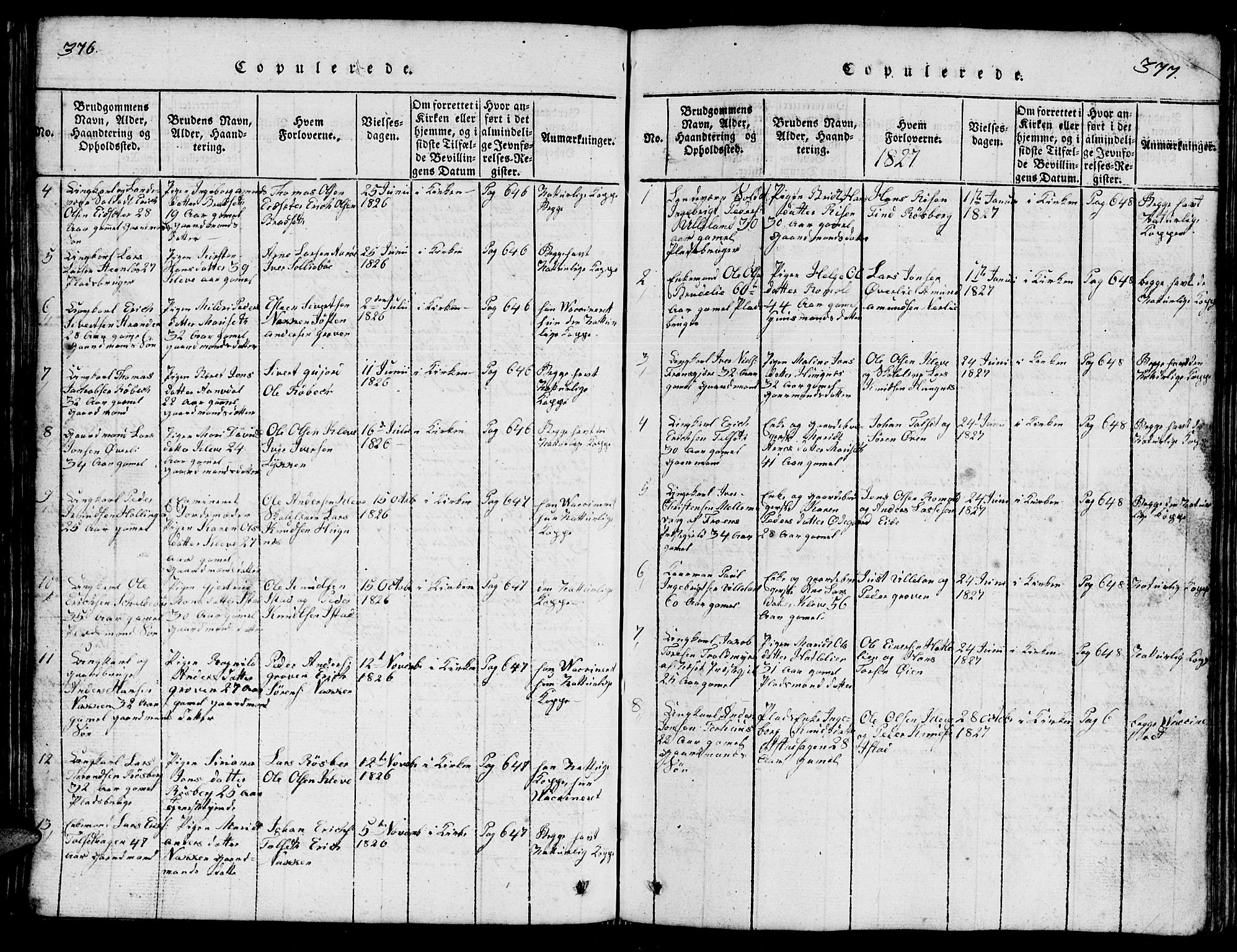 Ministerialprotokoller, klokkerbøker og fødselsregistre - Møre og Romsdal, AV/SAT-A-1454/557/L0683: Klokkerbok nr. 557C01, 1818-1862, s. 376-377