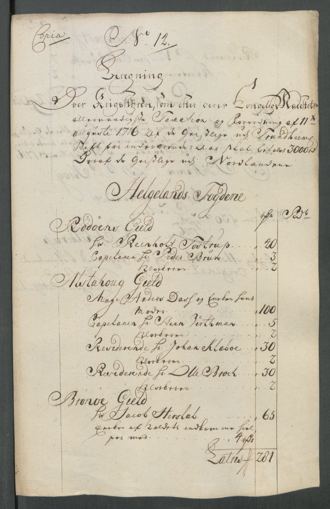 Rentekammeret inntil 1814, Reviderte regnskaper, Fogderegnskap, RA/EA-4092/R65/L4515: Fogderegnskap Helgeland, 1717, s. 191
