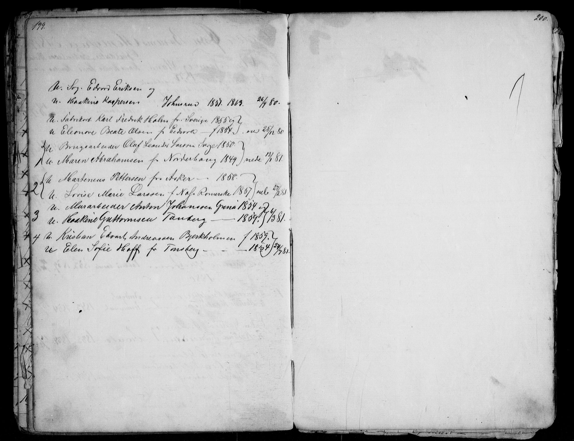 Asker prestekontor Kirkebøker, SAO/A-10256a/G/Gc/L0002: Klokkerbok nr. III 2, 1874-1883, s. 199-200