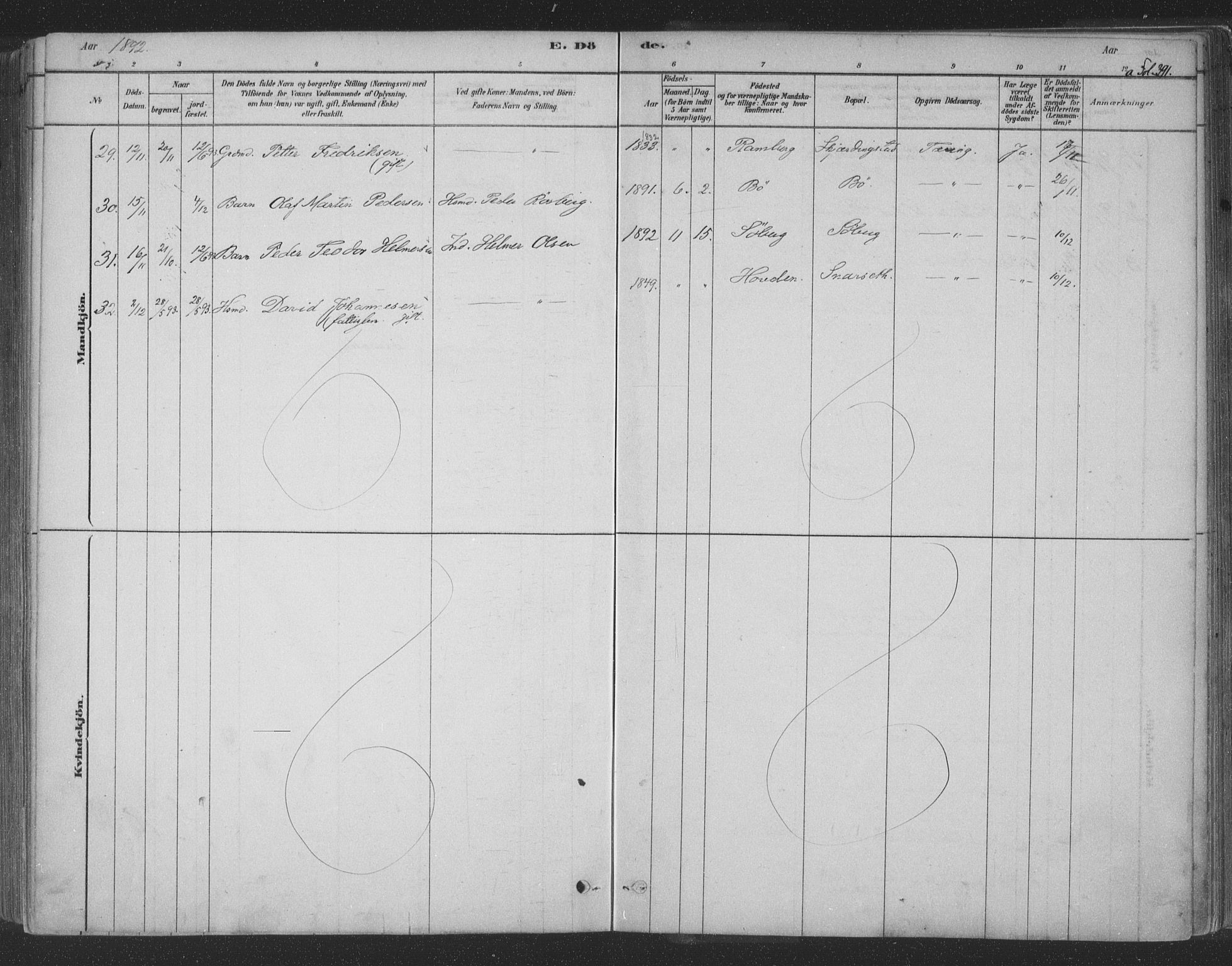 Ministerialprotokoller, klokkerbøker og fødselsregistre - Nordland, AV/SAT-A-1459/891/L1302: Ministerialbok nr. 891A07, 1878-1895, s. 391