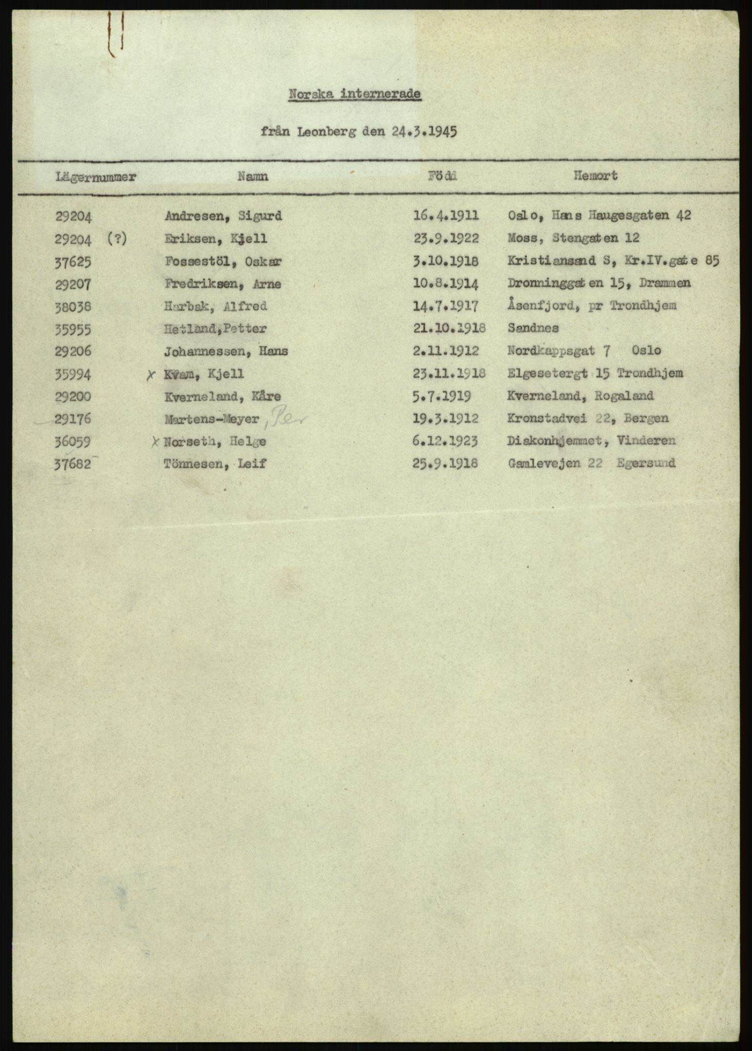 Den Kgl. Norske Legasjons Flyktningskontor, AV/RA-S-6753/D/D40/L3174/0010: Evakueringskontoret / Lister Neuengamme, 1945, s. 5