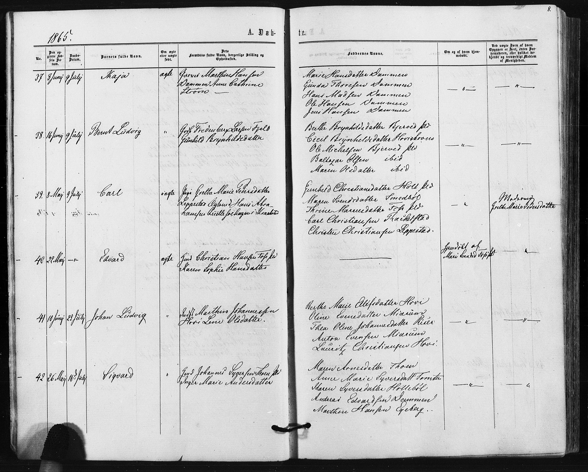 Hobøl prestekontor Kirkebøker, AV/SAO-A-2002/F/Fa/L0004: Ministerialbok nr. I 4, 1865-1877, s. 8