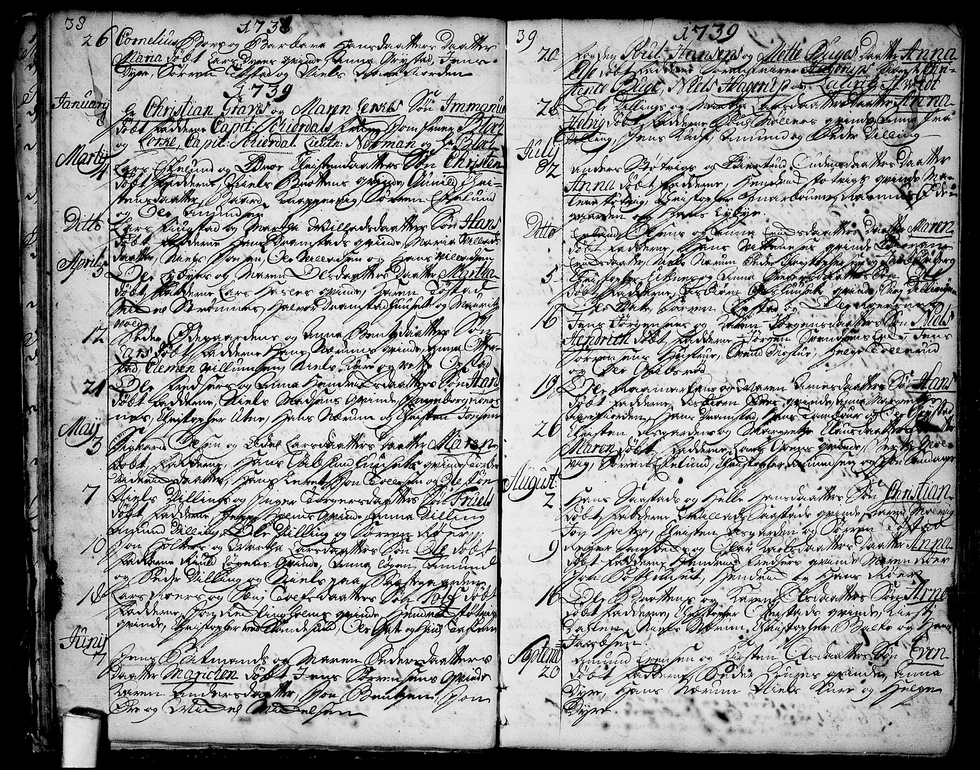 Rygge prestekontor Kirkebøker, SAO/A-10084b/F/Fa/L0001: Ministerialbok nr. 1, 1725-1771, s. 38-39