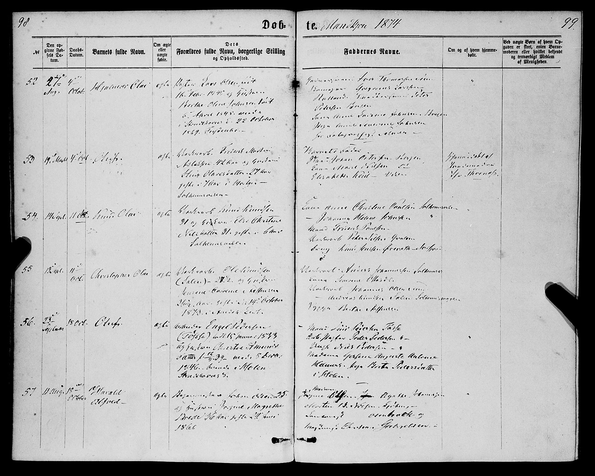 St. Jørgens hospital og Årstad sokneprestembete, AV/SAB-A-99934: Ministerialbok nr. A 6, 1870-1878, s. 98-99