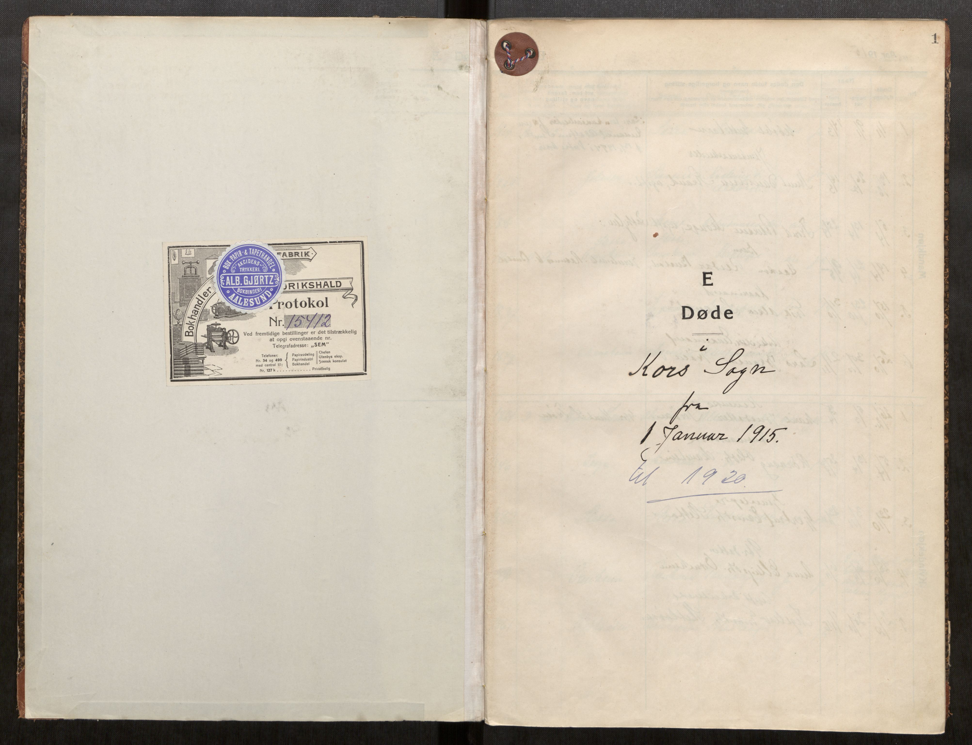 Ministerialprotokoller, klokkerbøker og fødselsregistre - Møre og Romsdal, AV/SAT-A-1454/546/L0600: Ministerialbok nr. 546A05, 1915-1920, s. 1