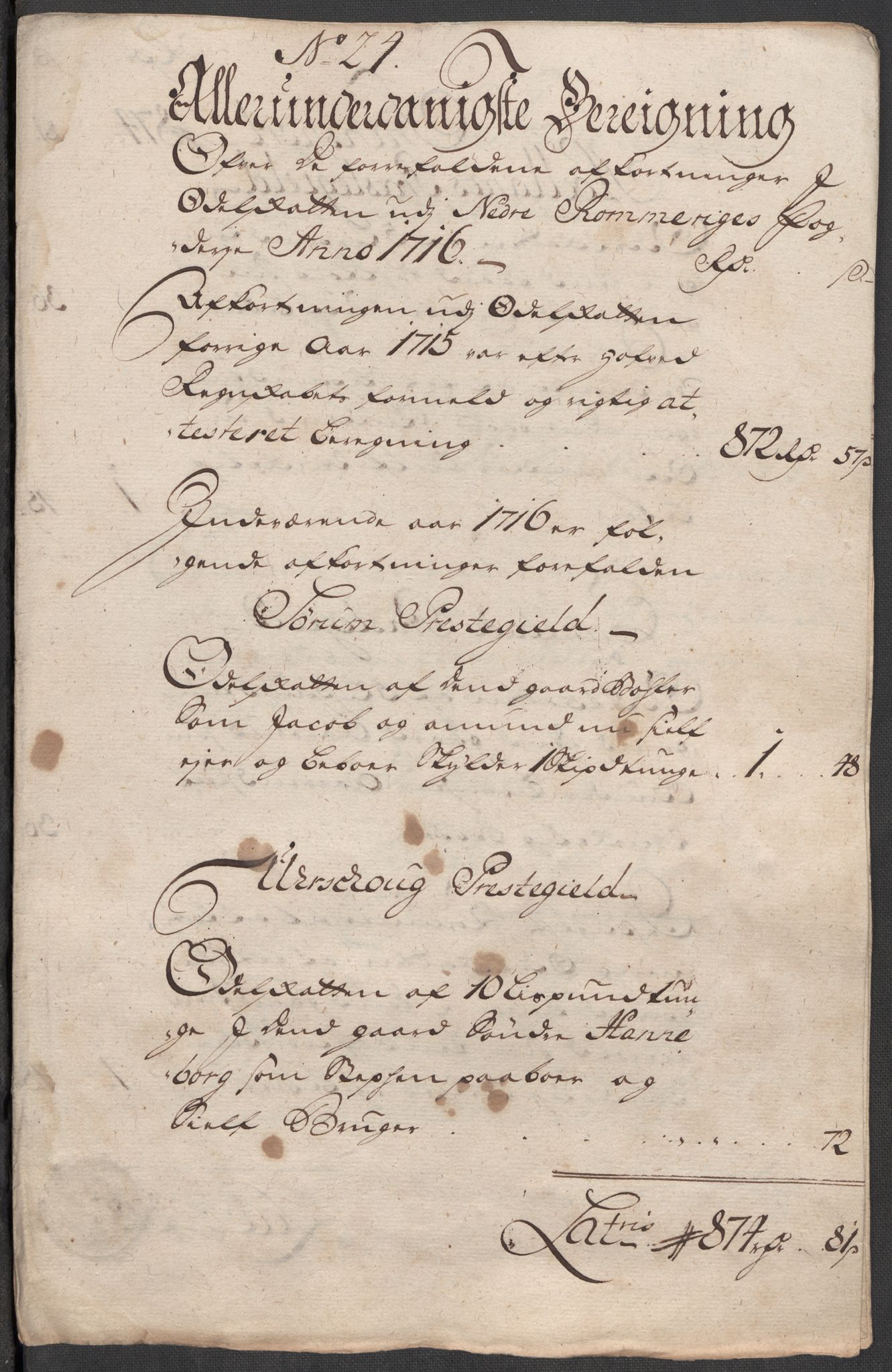 Rentekammeret inntil 1814, Reviderte regnskaper, Fogderegnskap, RA/EA-4092/R11/L0598: Fogderegnskap Nedre Romerike, 1716, s. 218