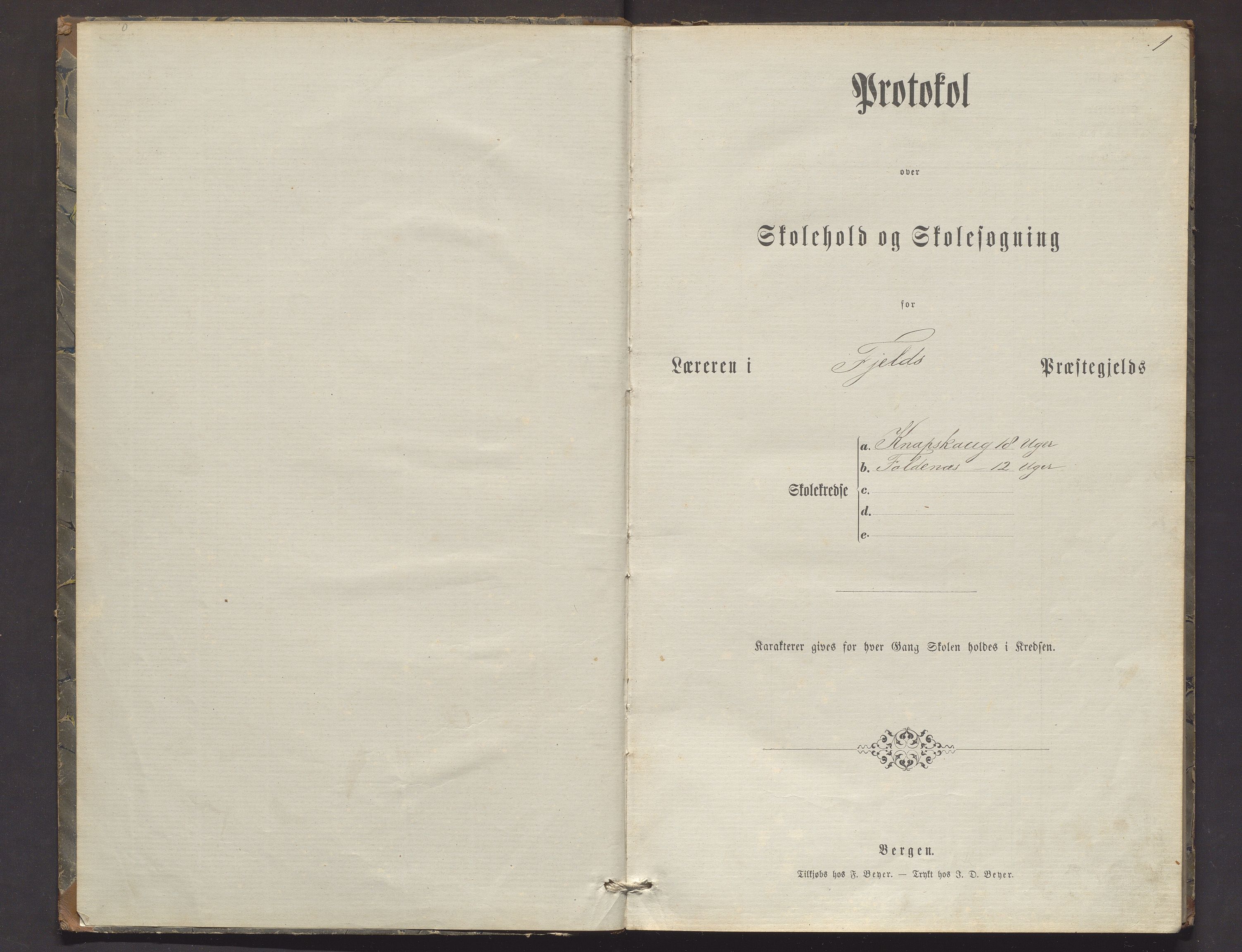 Fjell kommune. Barneskulane, IKAH/1246-231/F/Fh/L0001: Skuleprotokoll for Knappskog og Foldnes krinsar , 1877-1886