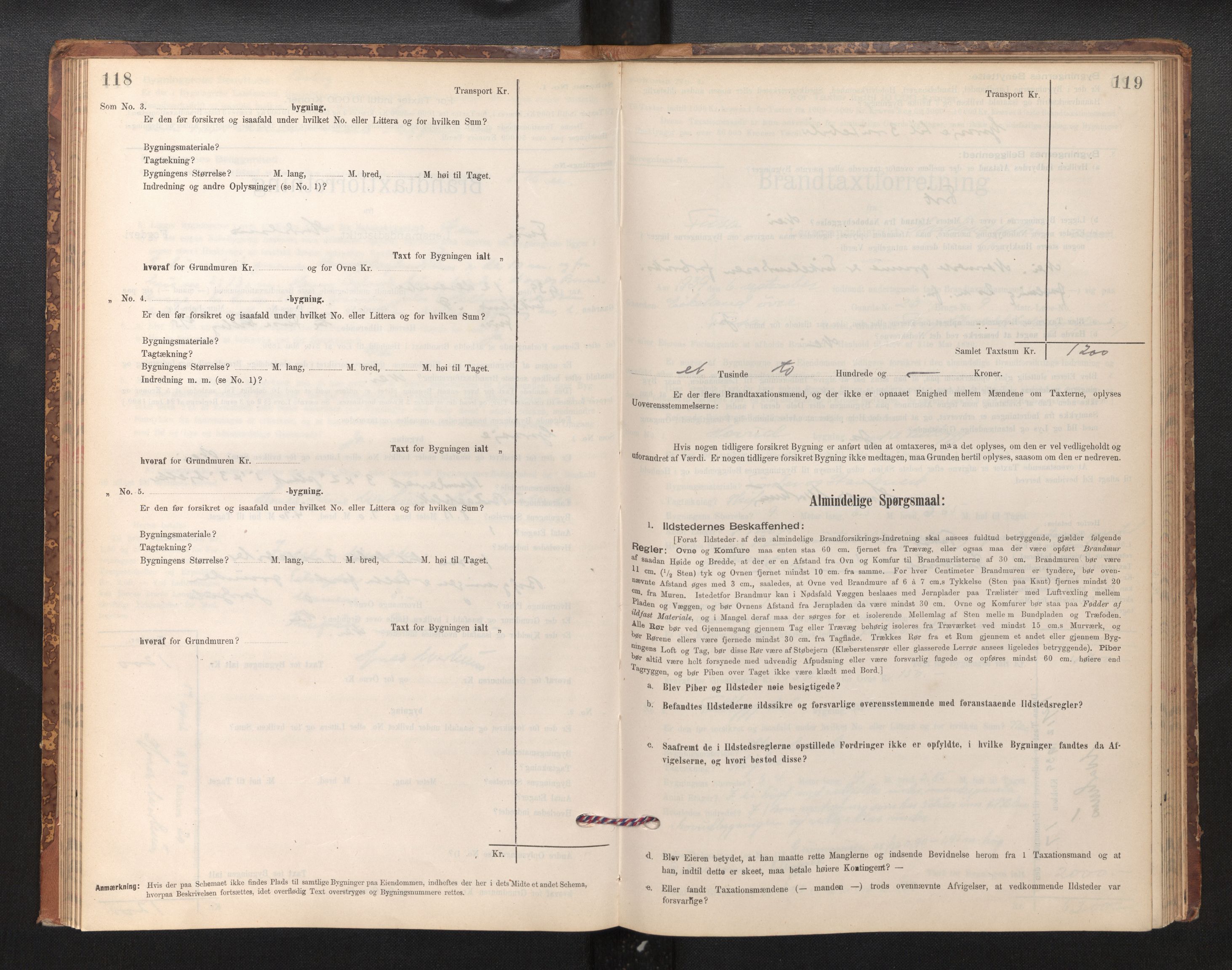 Lensmannen i Fusa, SAB/A-32401/1/0012/L0003: Branntakstprotokoll, skjematakst, 1895-1950, s. 118-119