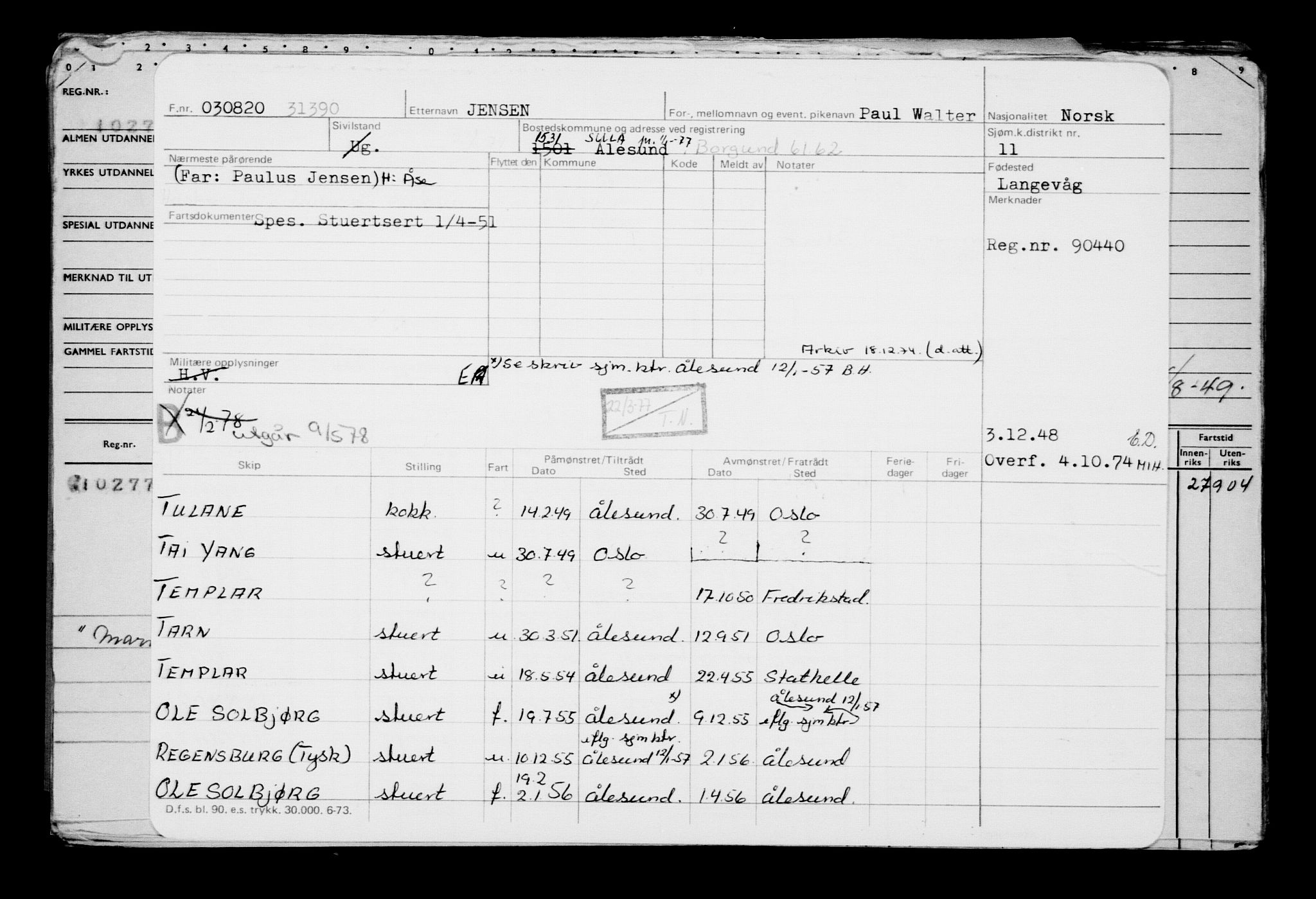 Direktoratet for sjømenn, AV/RA-S-3545/G/Gb/L0184: Hovedkort, 1920, s. 60