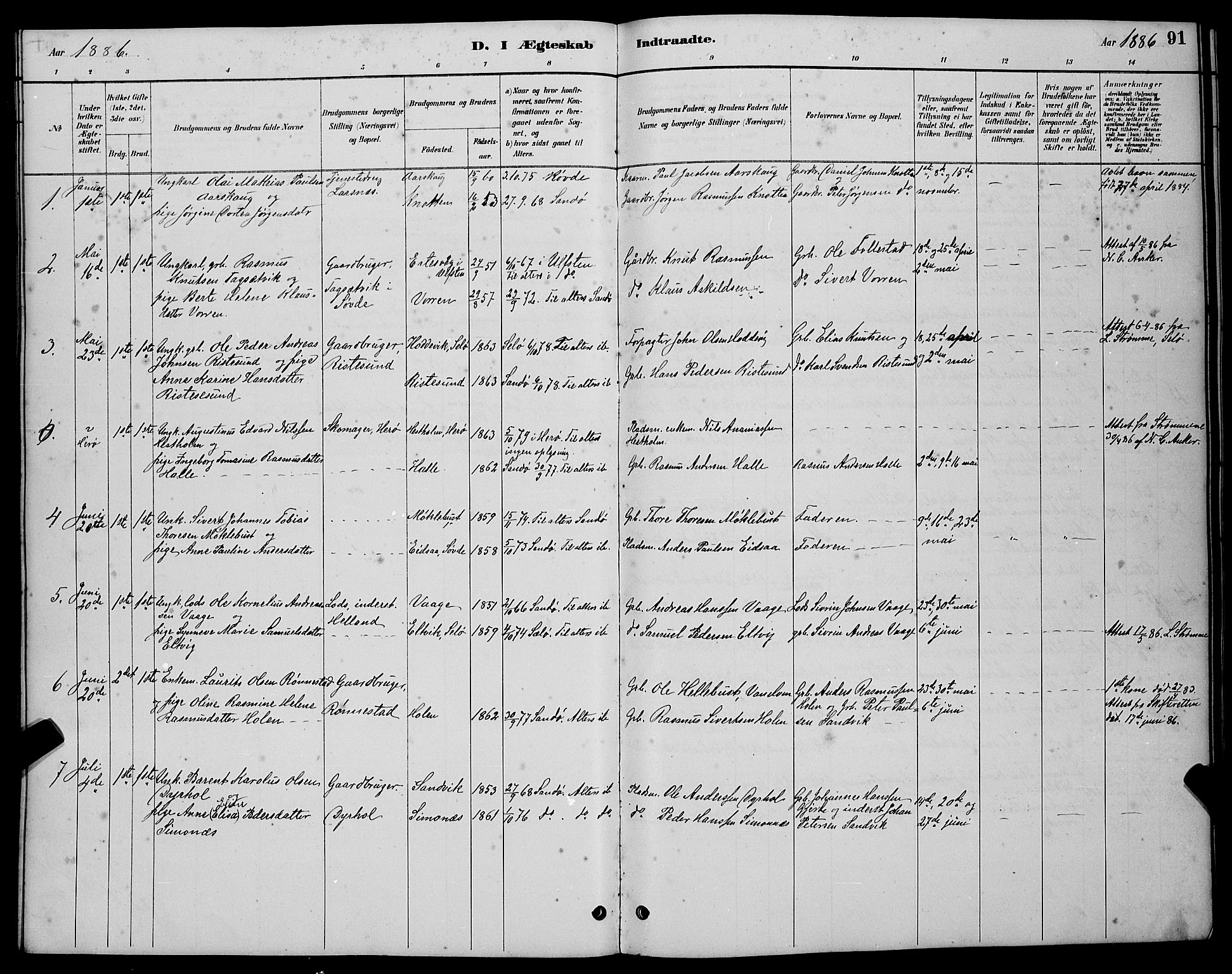 Ministerialprotokoller, klokkerbøker og fødselsregistre - Møre og Romsdal, AV/SAT-A-1454/503/L0048: Klokkerbok nr. 503C03, 1885-1893, s. 91