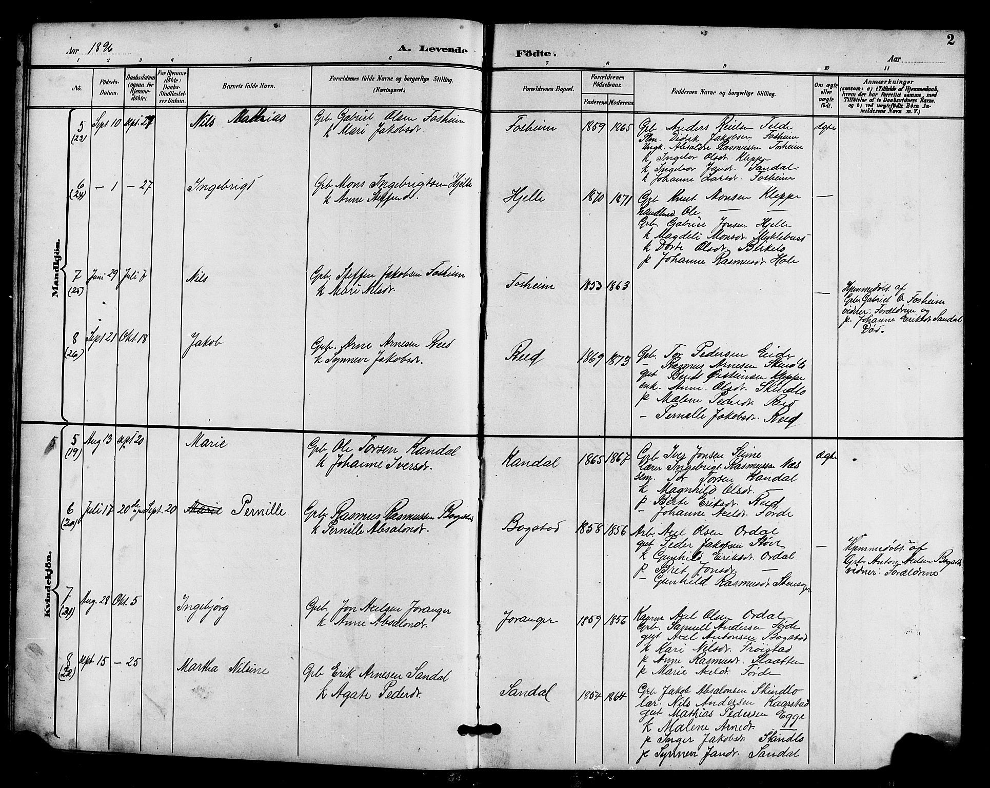 Gloppen sokneprestembete, AV/SAB-A-80101/H/Hab/Habc/L0002: Klokkerbok nr. C 2, 1896-1910, s. 2