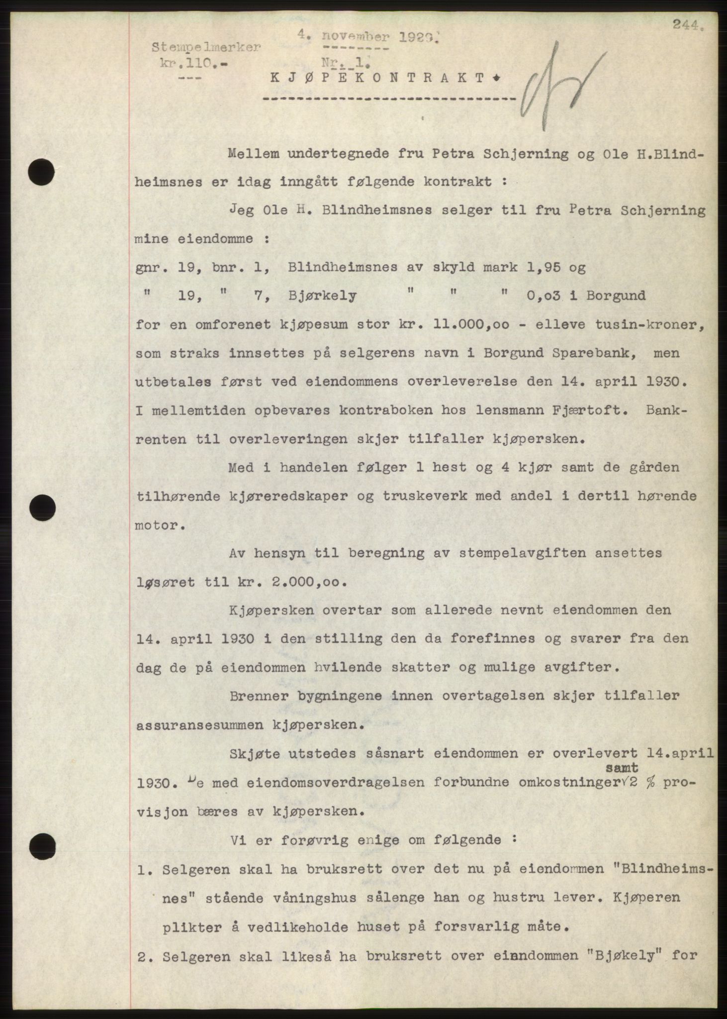Nordre Sunnmøre sorenskriveri, SAT/A-0006/1/2/2C/2Ca/L0044: Pantebok nr. 44, 1929-1930, Tingl.dato: 04.11.1929