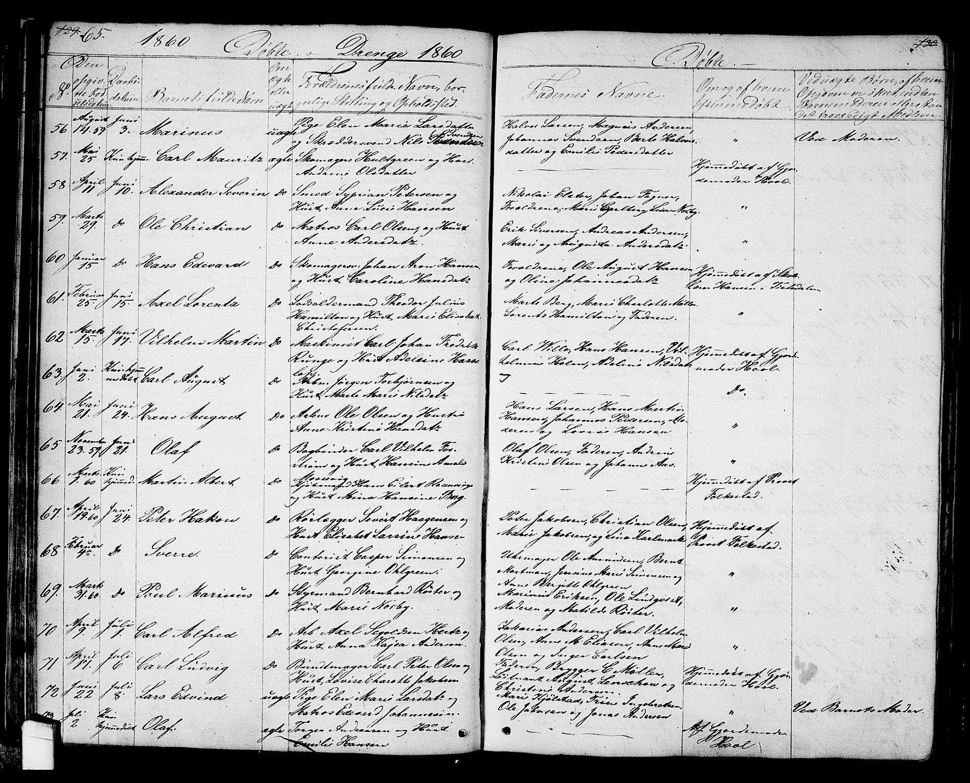 Halden prestekontor Kirkebøker, AV/SAO-A-10909/G/Ga/L0005a: Klokkerbok nr. 5A, 1855-1864, s. 65