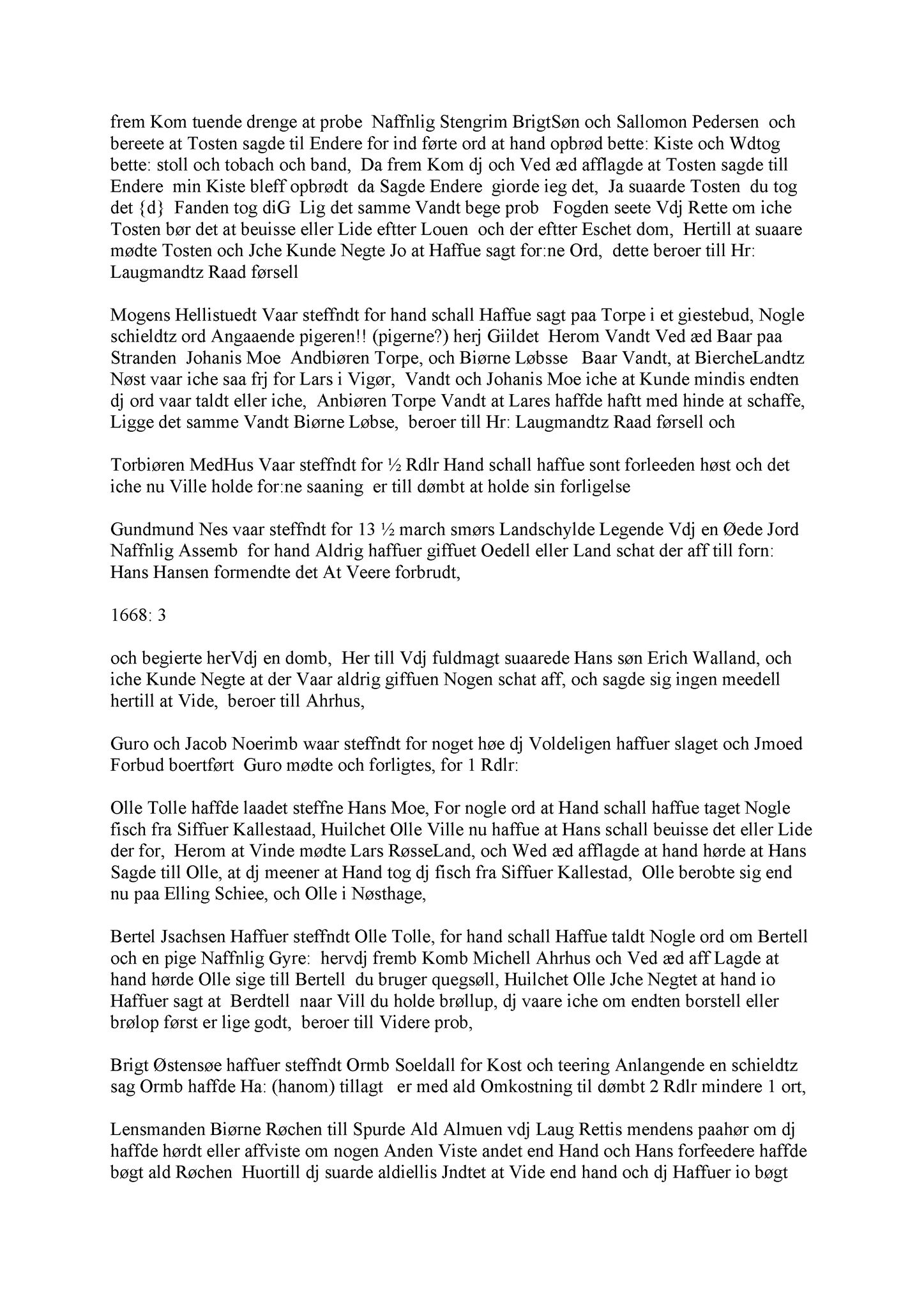 Samling av fulltekstavskrifter, SAB/FULLTEKST/A/12/0067: Hardanger og Voss sorenskriveri, tingbok nr. Ac 5 for Hardanger, Lysekloster og Halsnøy kloster, 1668