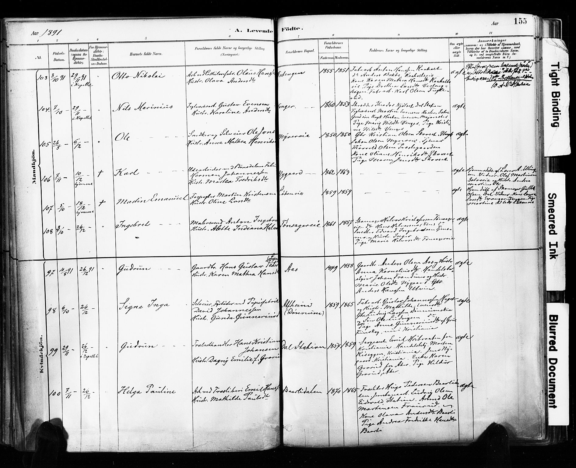 Eidsvoll prestekontor Kirkebøker, AV/SAO-A-10888/F/Fa/L0002: Ministerialbok nr. I 2, 1882-1895, s. 155