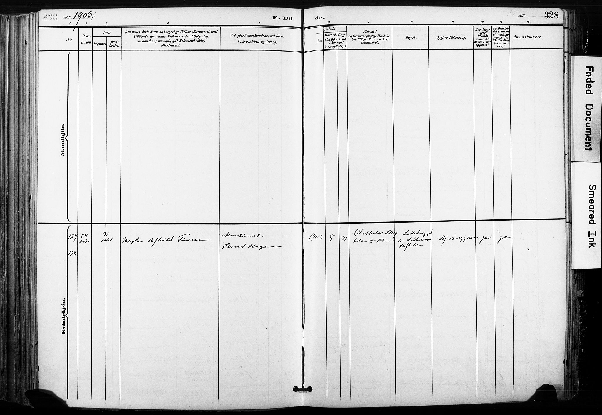 Gamle Aker prestekontor Kirkebøker, AV/SAO-A-10617a/F/L0013: Ministerialbok nr. 13, 1901-1908, s. 328