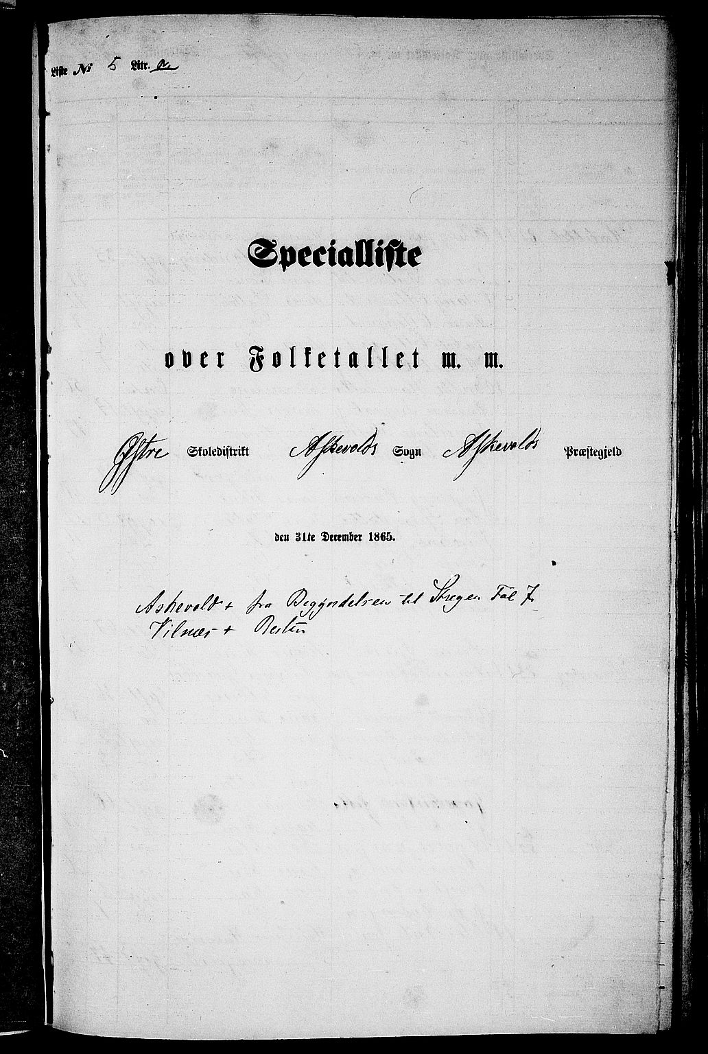 RA, Folketelling 1865 for 1428P Askvoll prestegjeld, 1865, s. 93