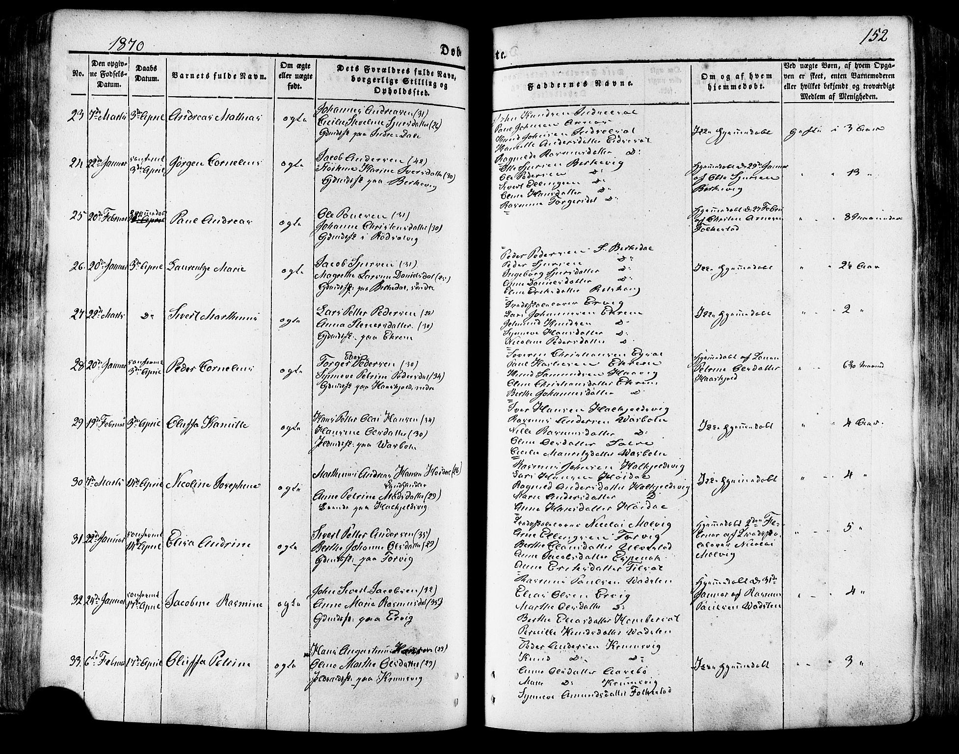 Ministerialprotokoller, klokkerbøker og fødselsregistre - Møre og Romsdal, AV/SAT-A-1454/511/L0140: Ministerialbok nr. 511A07, 1851-1878, s. 152