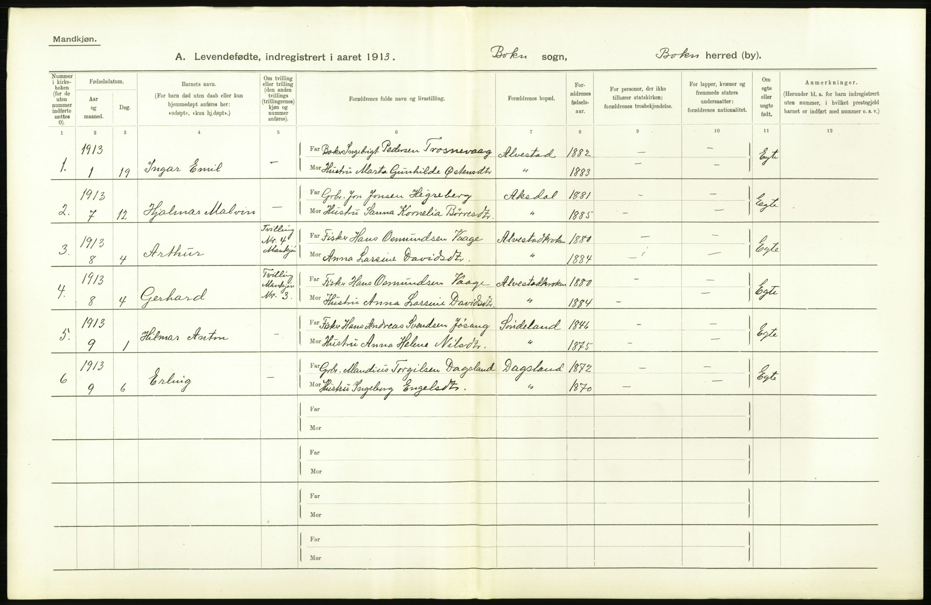 Statistisk sentralbyrå, Sosiodemografiske emner, Befolkning, AV/RA-S-2228/D/Df/Dfb/Dfbc/L0025: Stavanger amt: Levendefødte menn og kvinner. Bygder., 1913, s. 70