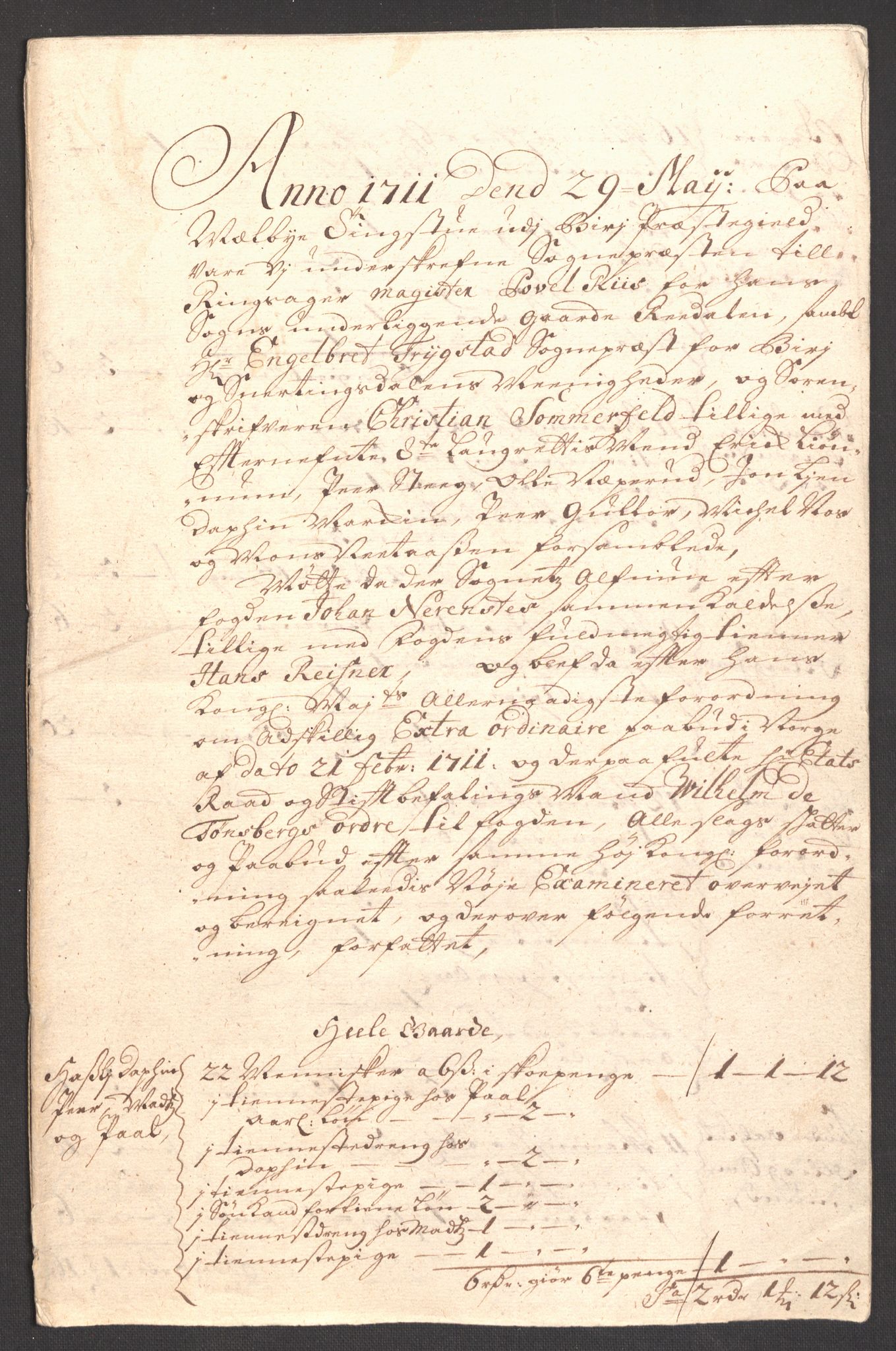 Rentekammeret inntil 1814, Reviderte regnskaper, Fogderegnskap, RA/EA-4092/R18/L1308: Fogderegnskap Hadeland, Toten og Valdres, 1711, s. 265